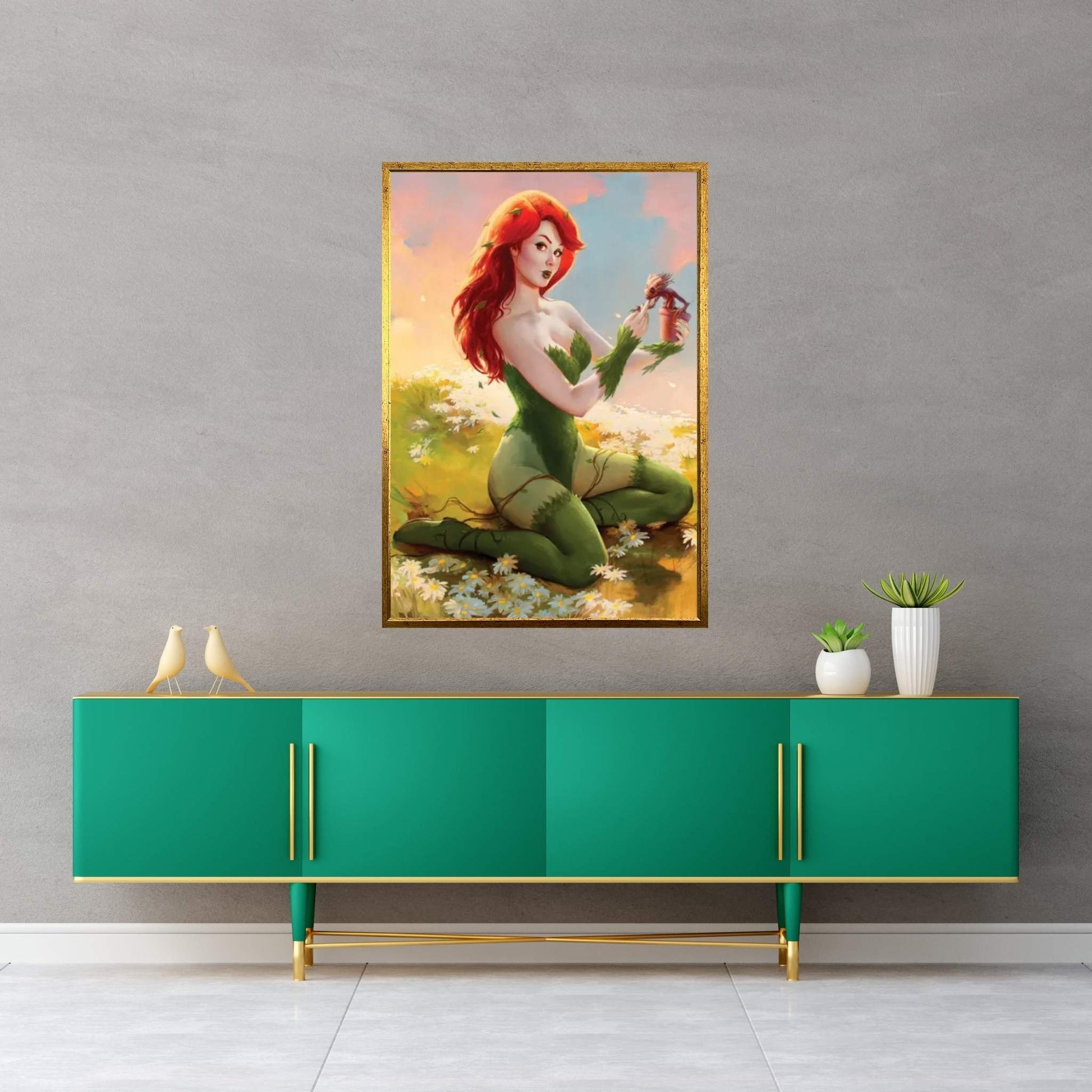 Poison Ivy And Baby Groot Canvas Wall Art - Y Canvas