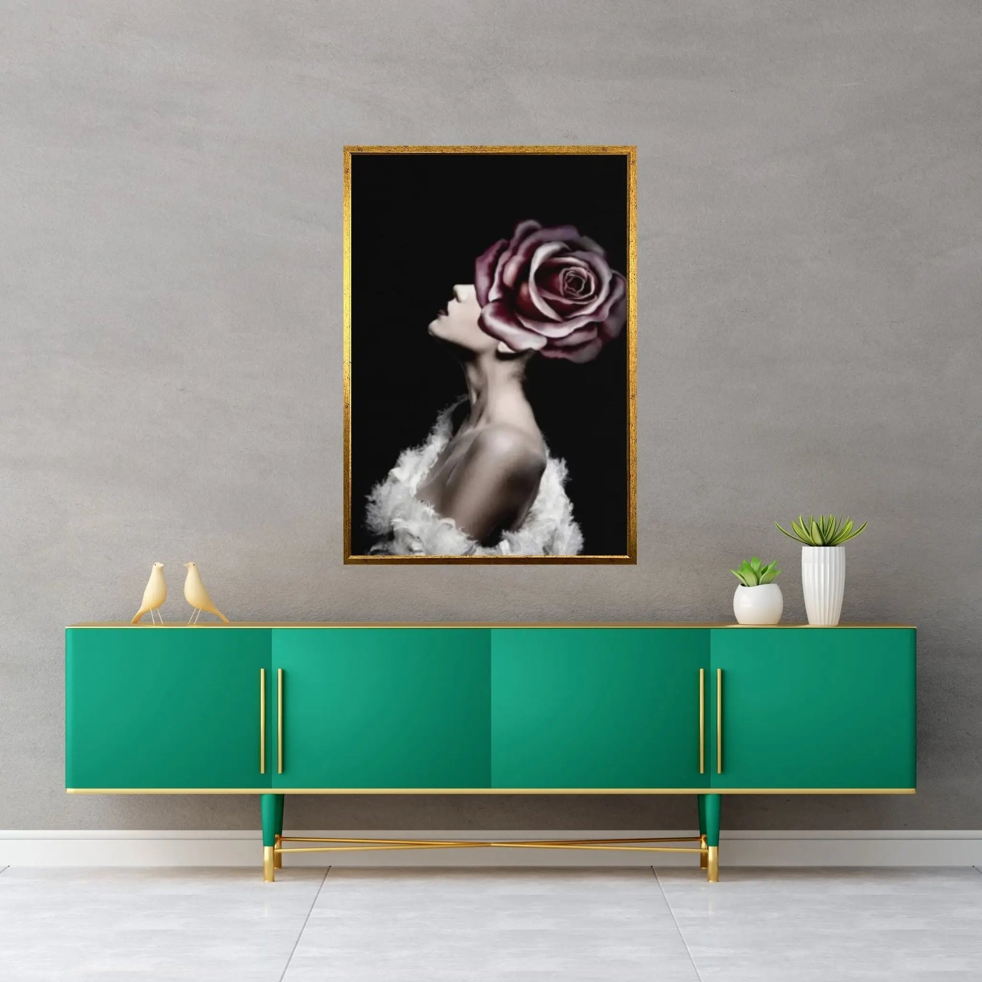 Floral Female Head Canvas Art, White Rose Wall Art, Heavenly Perfection Canvas, Roses and Woman, Woman Floral Art, Floral Head Woman Art - Y Canvas