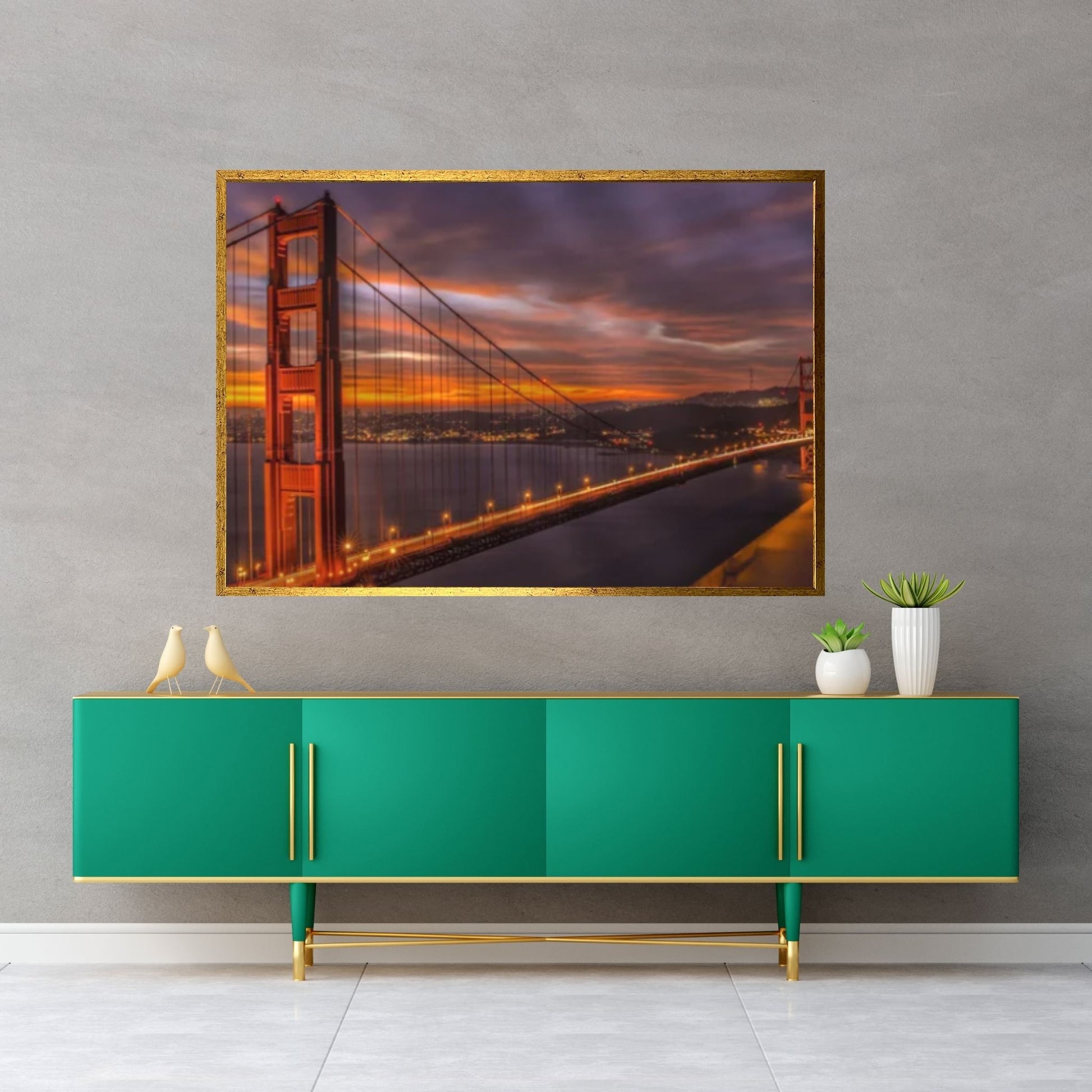 San Francisco Panoramic Canvas Print, San Francisco Canvas Wall Art, Golden Gate Bridge Canvas Art - Y Canvas