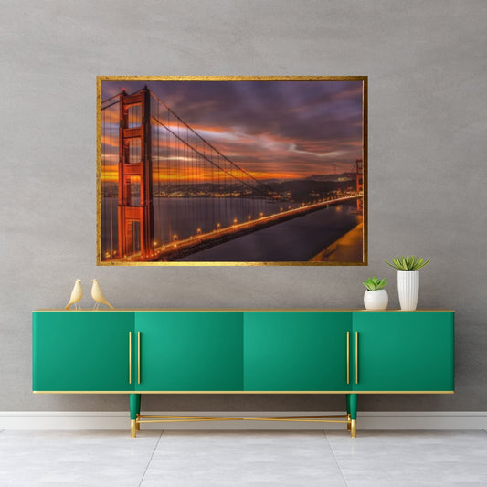 San Francisco Panoramic Canvas Print, San Francisco Canvas Wall Art, Golden Gate Bridge Canvas Art - Y Canvas