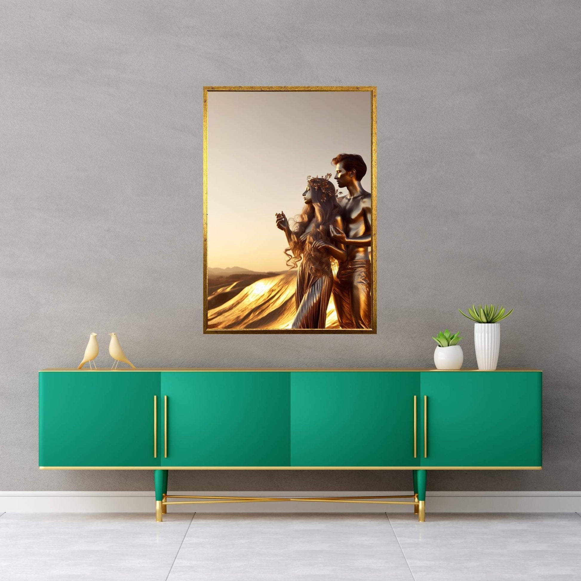 Metalic Love Man and Woman Canvas Wall Art - Y Canvas