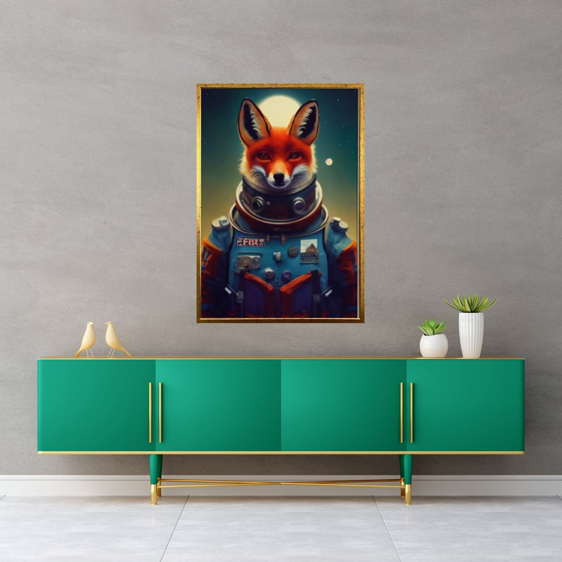 Abstract Anime Animal Fox Wall Art, Creative Animal Modeling Wall Art - Y Canvas