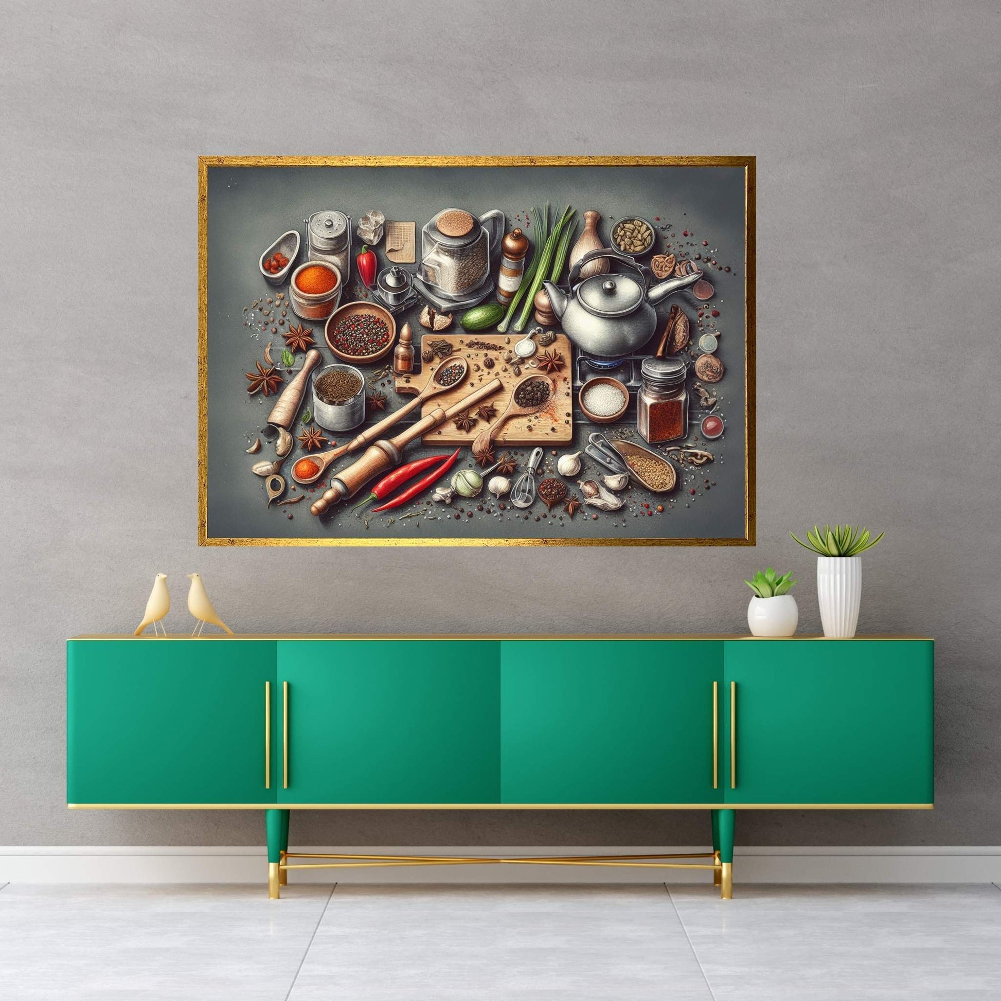 Spices Kitchen Wall Art, Food Artwork, Abstract Wall Decor, Indian Spices Canvas, Modern Wall Decor Home Decor - Y Canvas