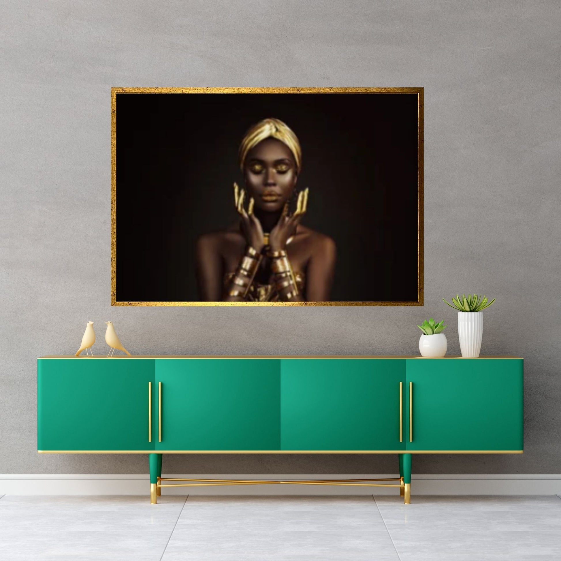 African Black Woman Portrait, Afro Art, Colorful Wall Art, African Woman Makeup Wall Art - Y Canvas