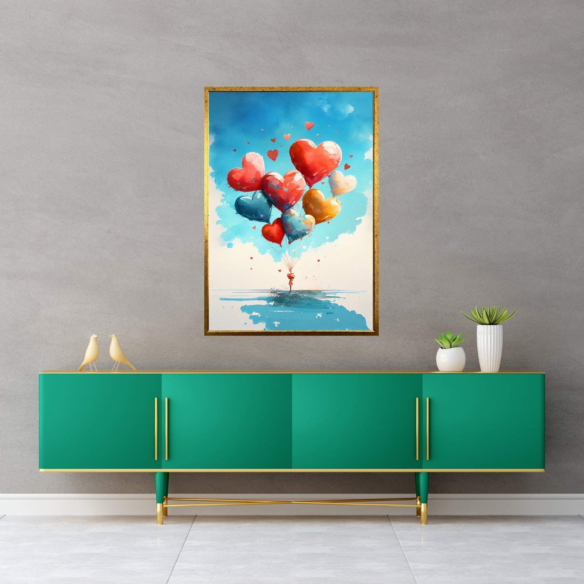 Love, Heart, Balloon, Woman Canvas Wall Art Home Decor - Y Canvas