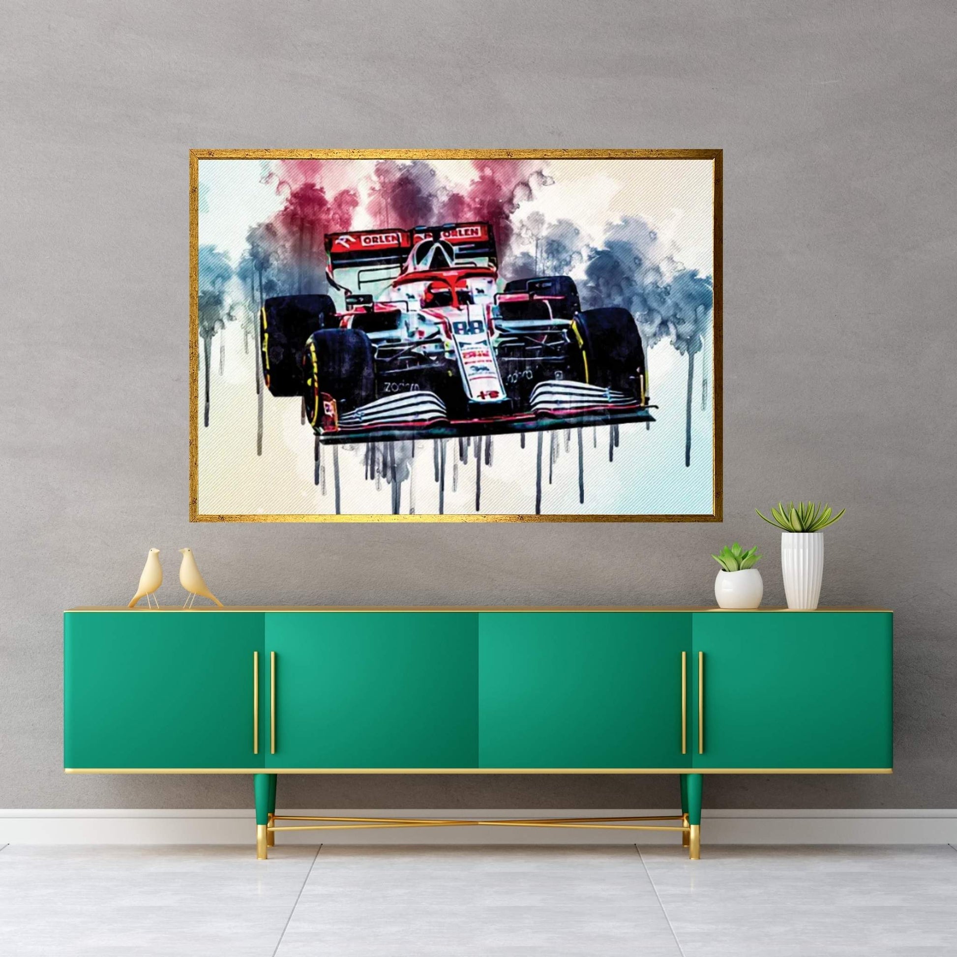 Robert Kubica Alfa Romeo Racing C41 On Track Raceway Formula 1 2021 F1 Cars Sportscars Canvas Wall Art - Y Canvas