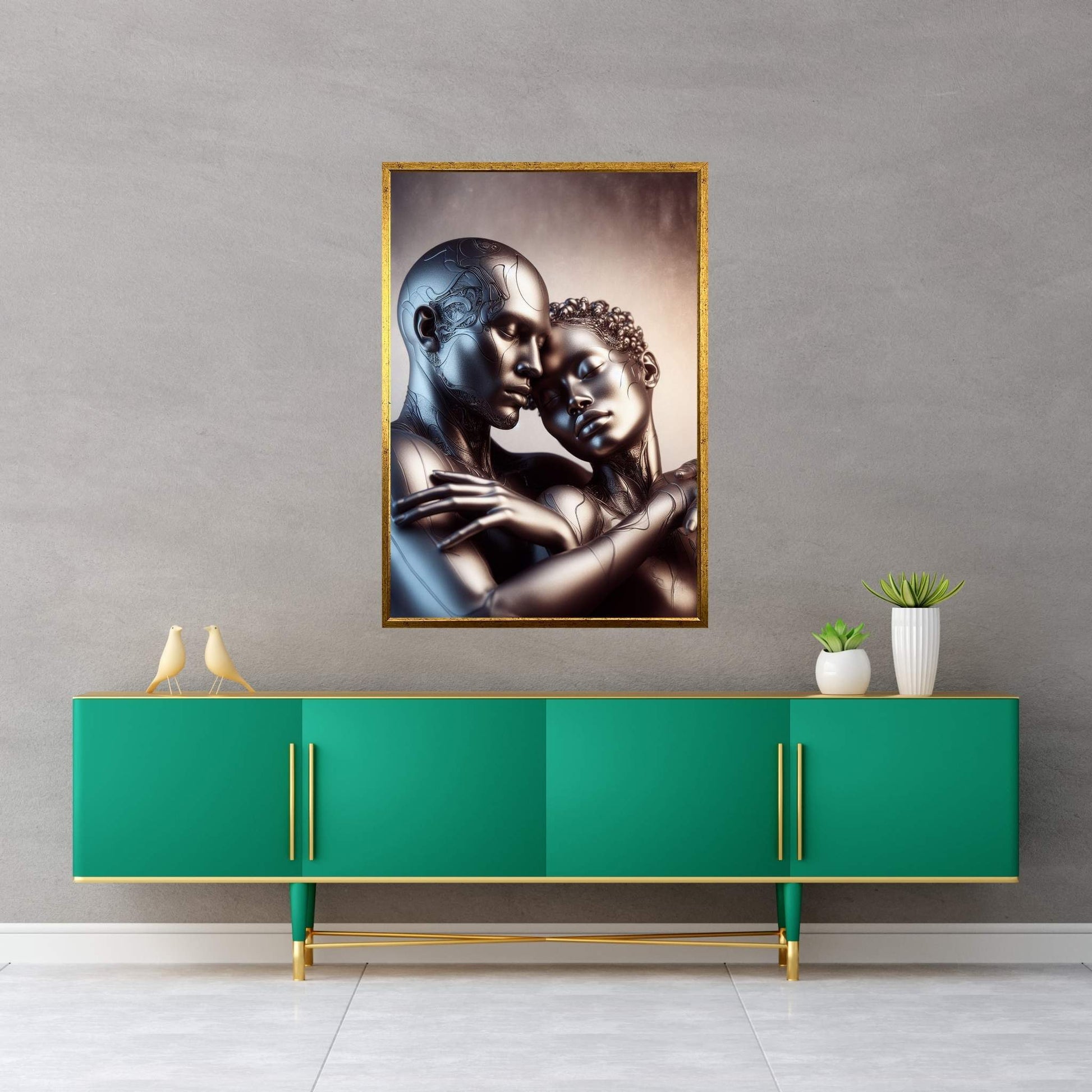 Metalic Love Couple Canvas Wall Art - Y Canvas