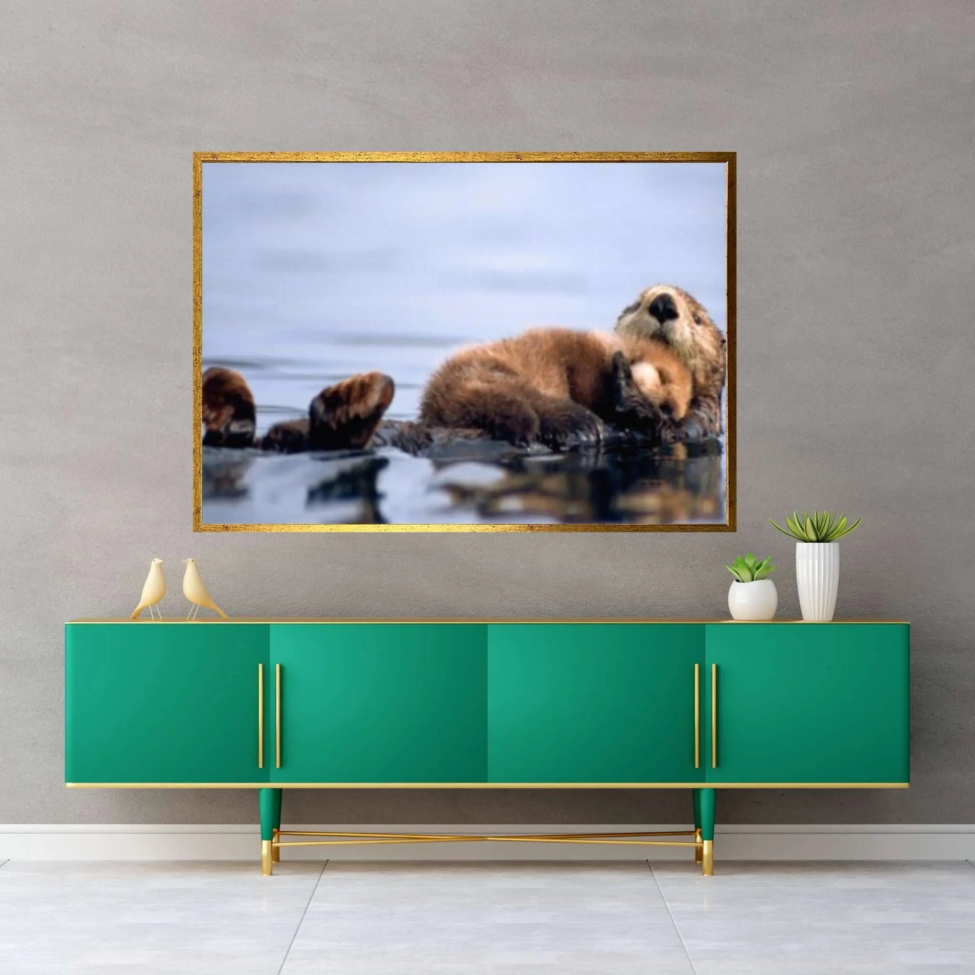 Baby Sea otter save from being wet Canvas Wall Art Design - Y Canvas