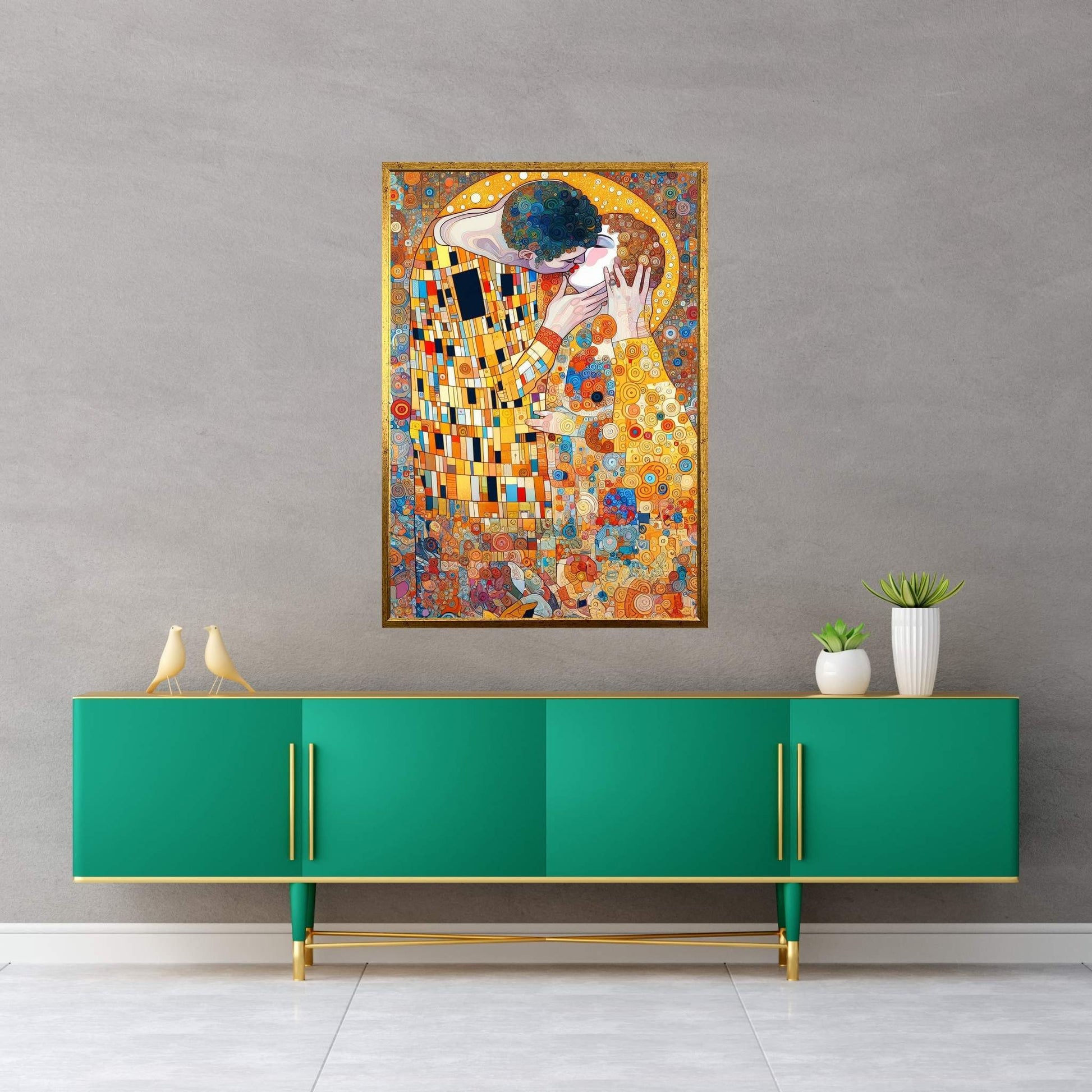 Gustav Klimt's The Kiss: Canvas Wall Art Reproduction Home Decor - Y Canvas