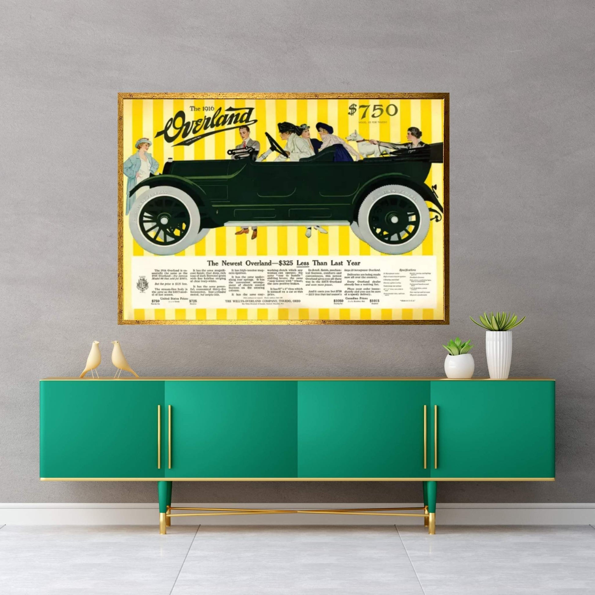 1916 Willys-Overland Magazine Advert Canvas Wall Art - Y Canvas