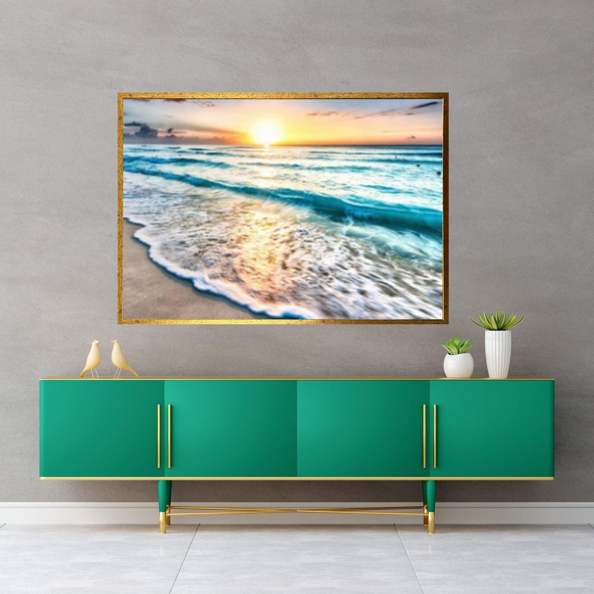 Sea Beach Ocean White Sand Canvas Wall Art Print Design, Wall Decor - Y Canvas