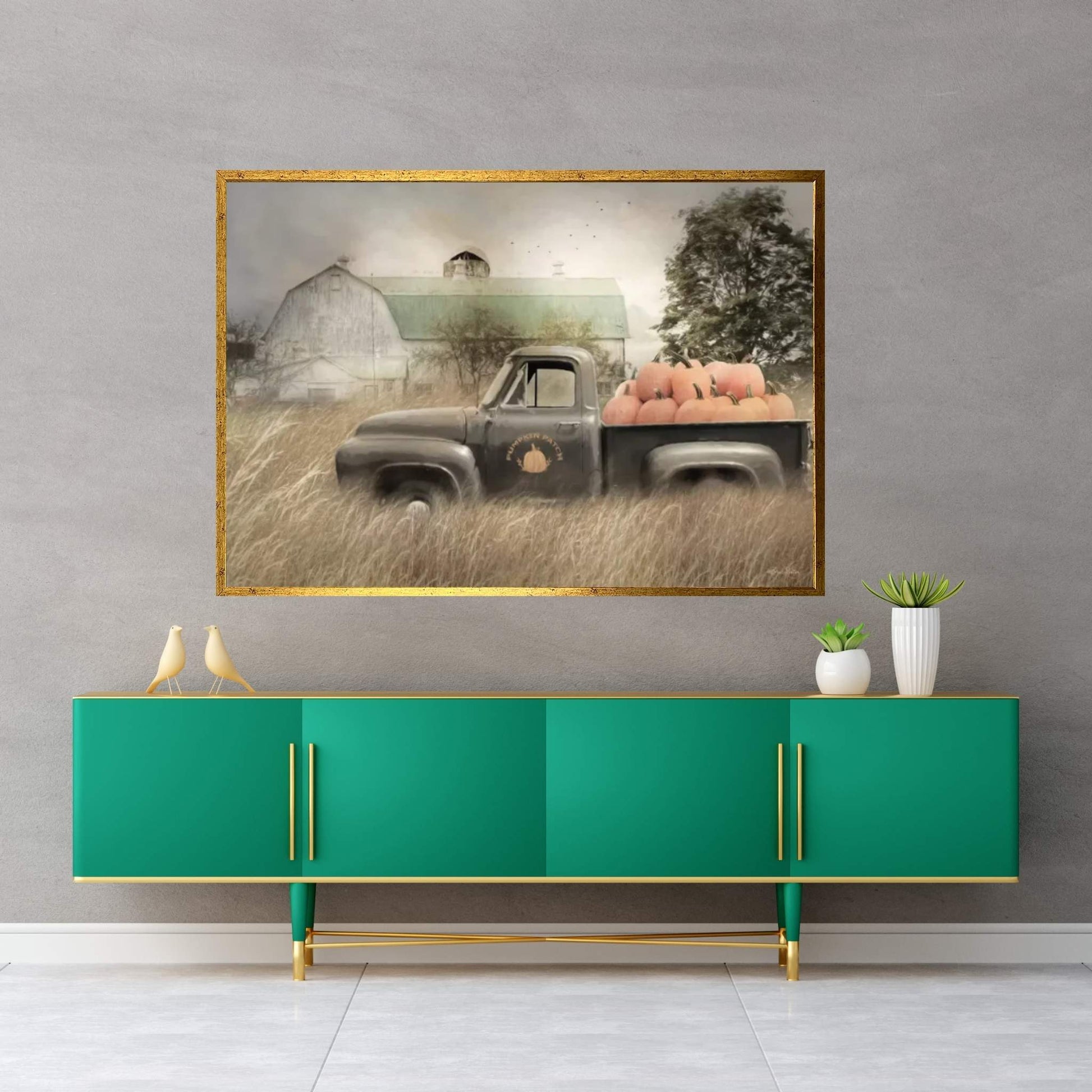 Happy Harvest Truck Canvas Wall Art - Y Canvas