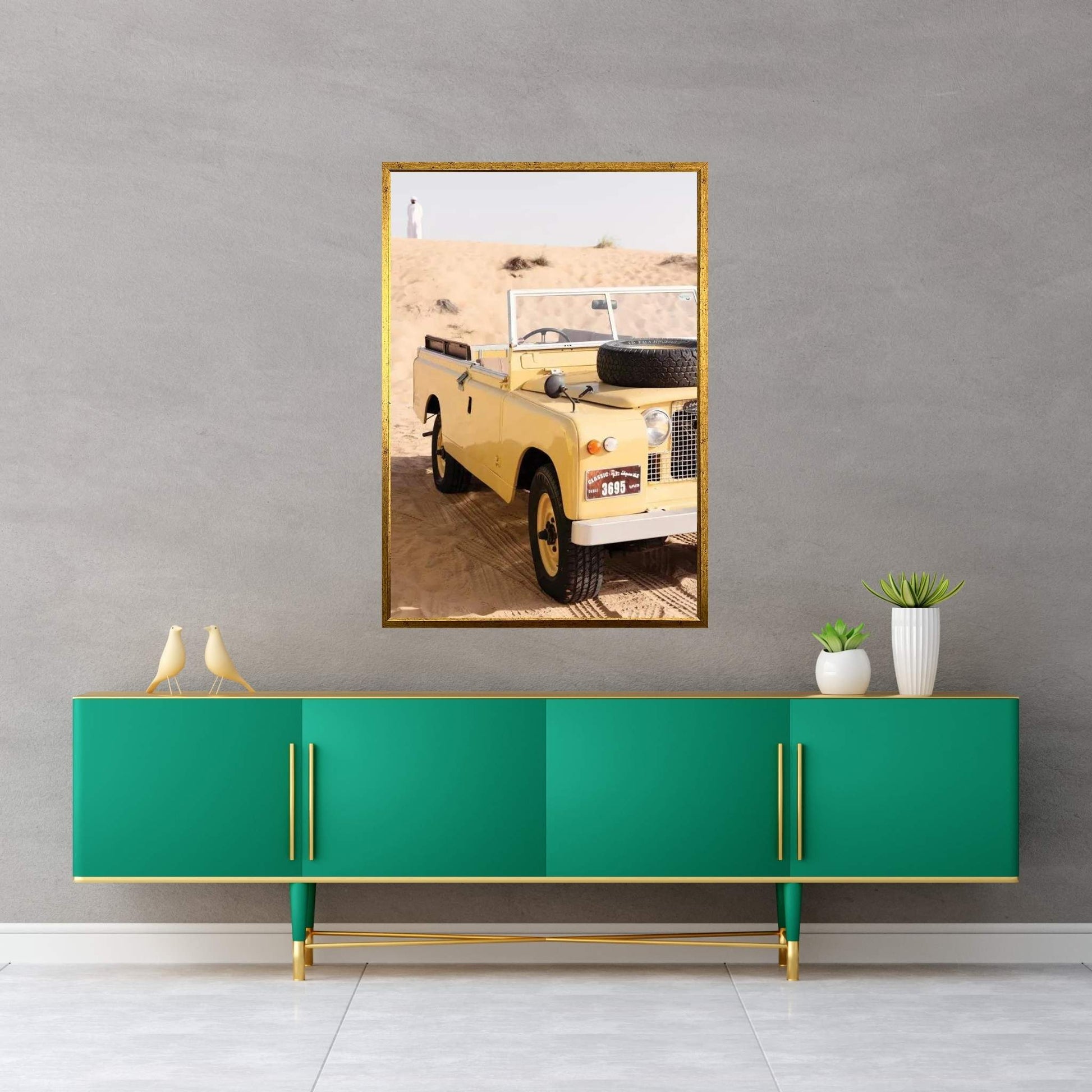 Dubai UAE - Land Rover Vintage Canvas Wall Art - Y Canvas