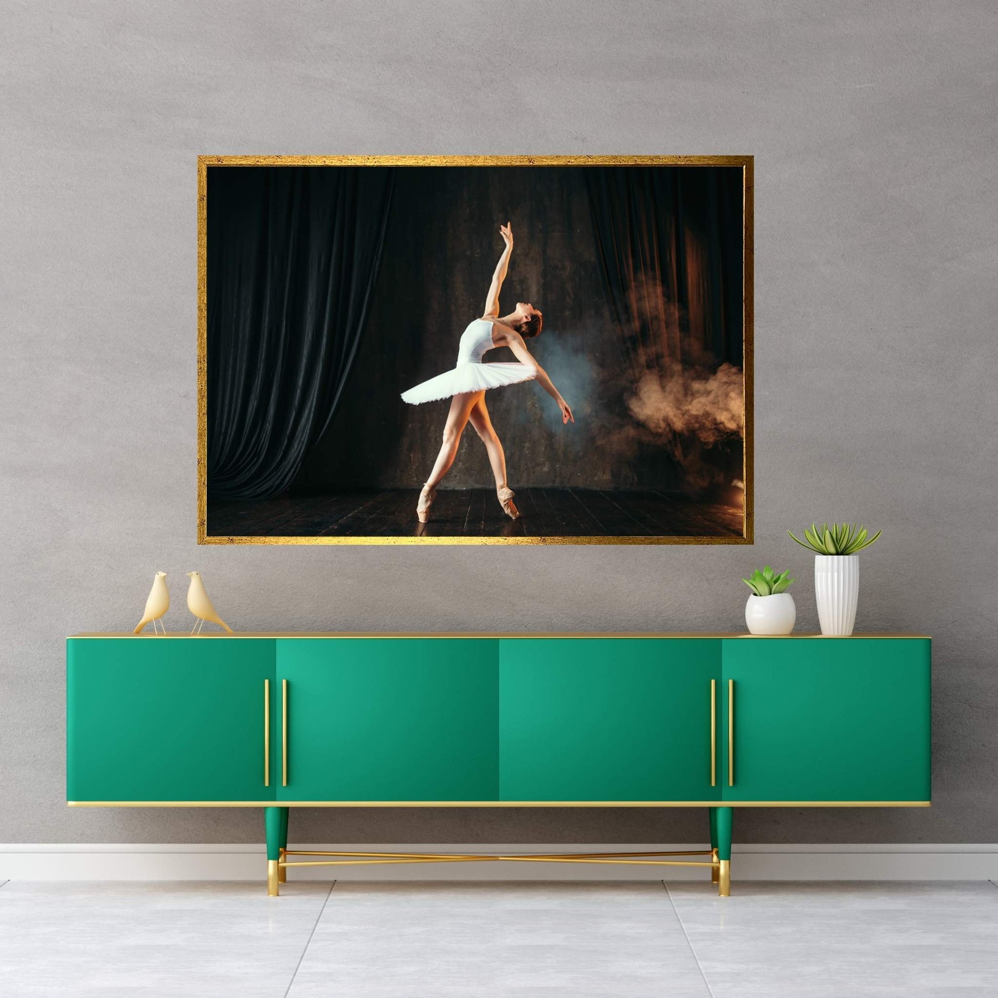 Ballerina Woman in White Dress Canvas Art Wall Decor - Y Canvas