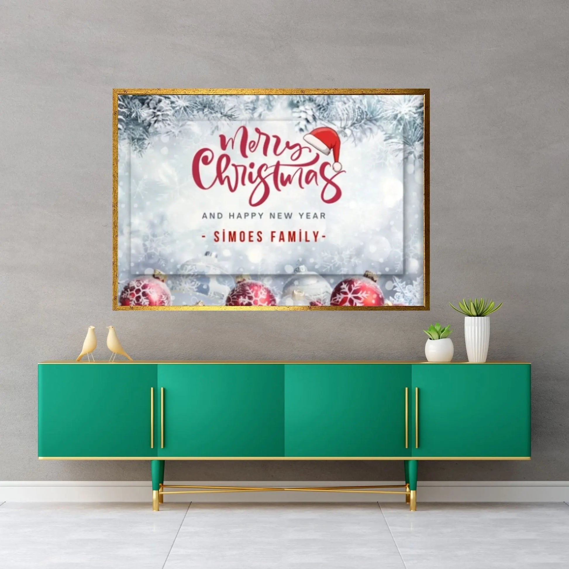 Christmas Decor Sign Personalized Custom Family Welcome Home Holiday Wall Art Canvas Print Decorations Name Sign Modern Farmhouse Wall Decor - Y Canvas