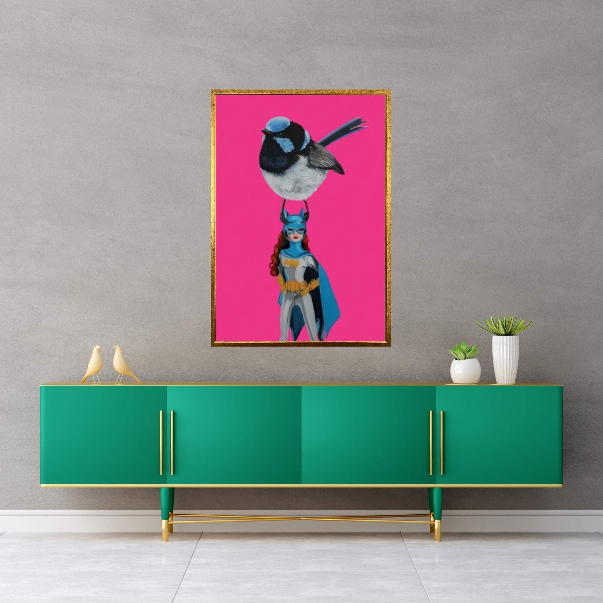 Fairy Wren On Batgirl Canvas Wall Art - Y Canvas