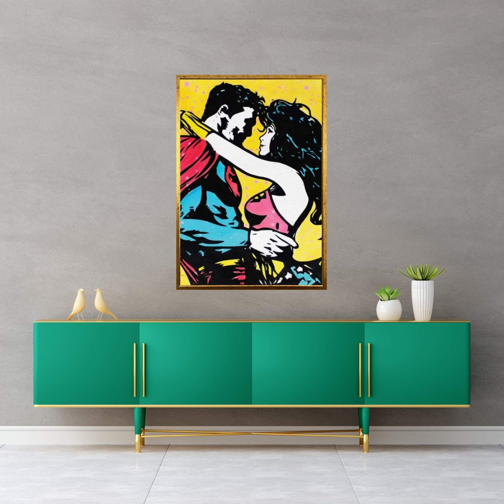 When A Superman Loves A Wonder Woman Canvas Wall Art - Y Canvas