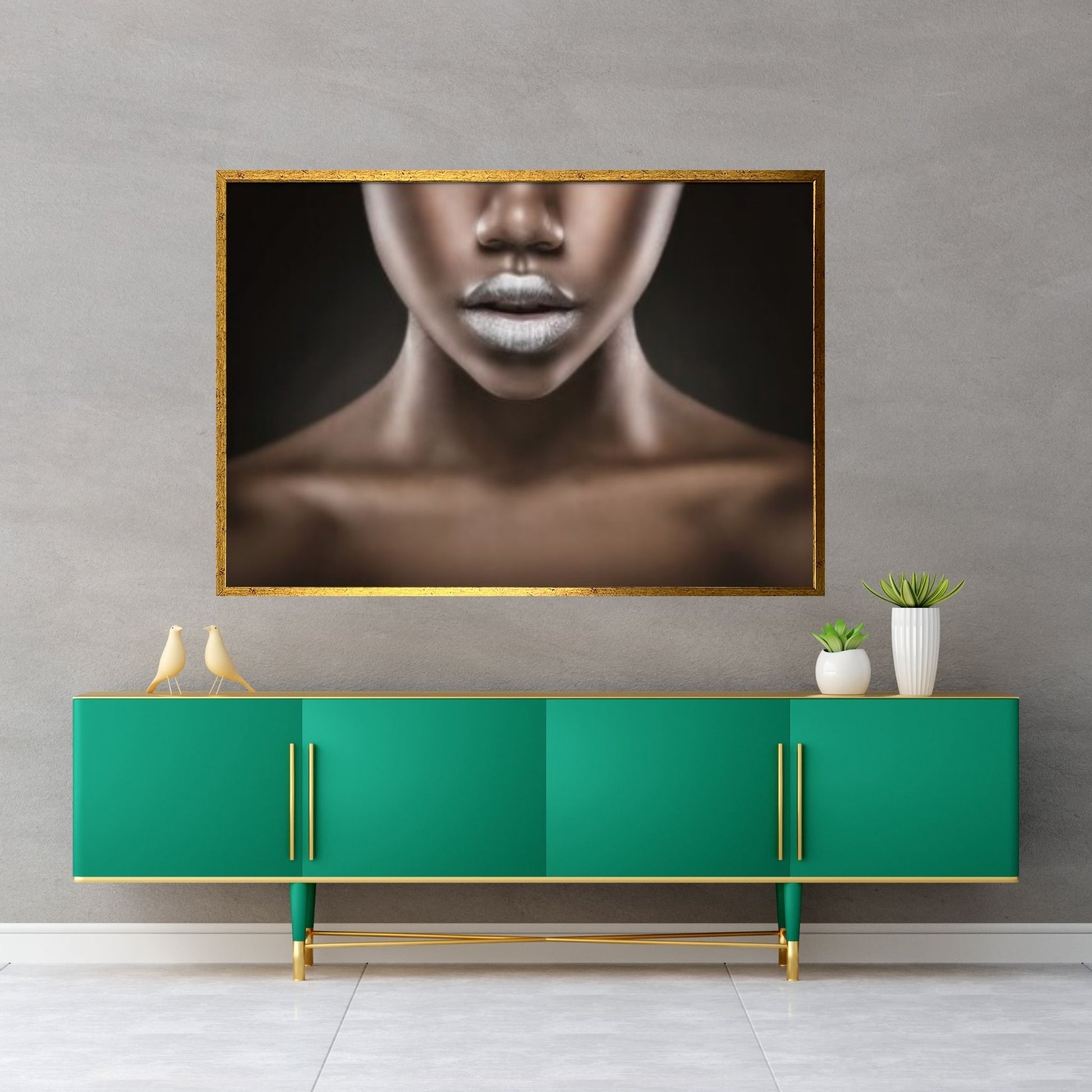 African Art Wall Decor, African Woman Makeup Wall Art, Abstract Canvas Art - Y Canvas