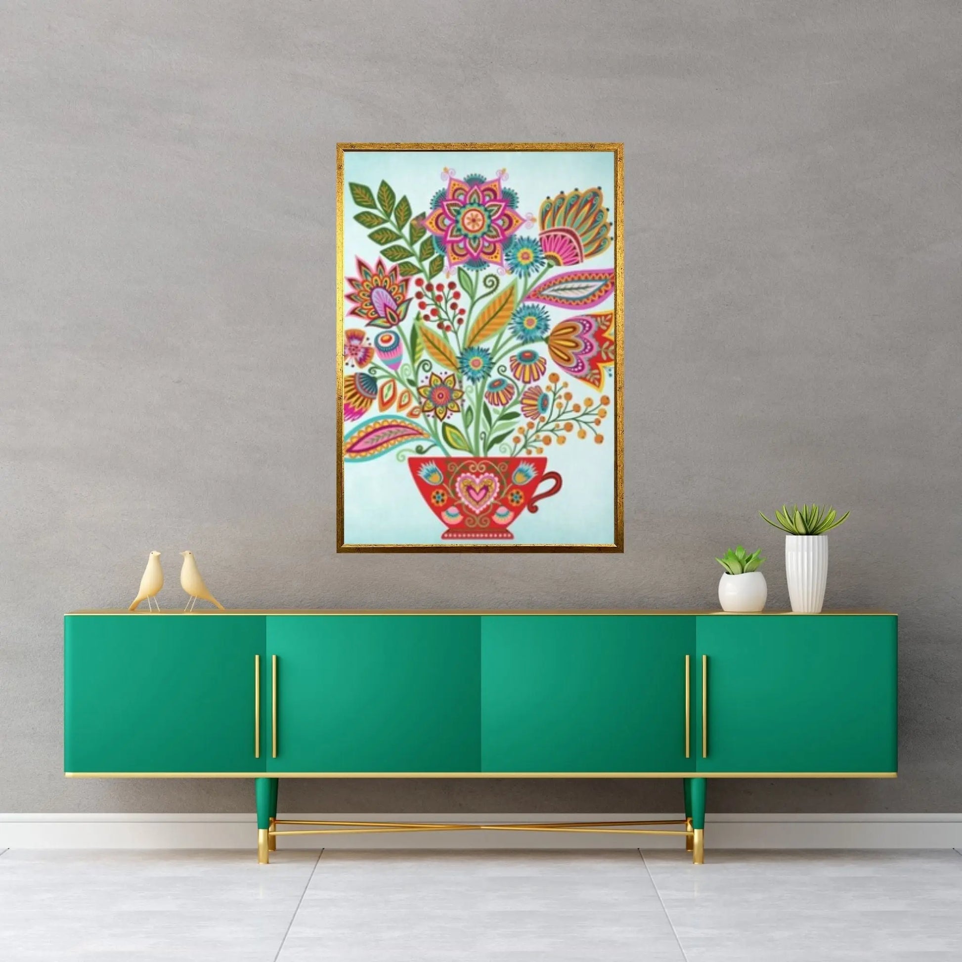 Mexican Art , Traditional Mexican Poster, Floral Mexican Wall Art Decor, Latin American Decor Canvas Wall Art - Y Canvas