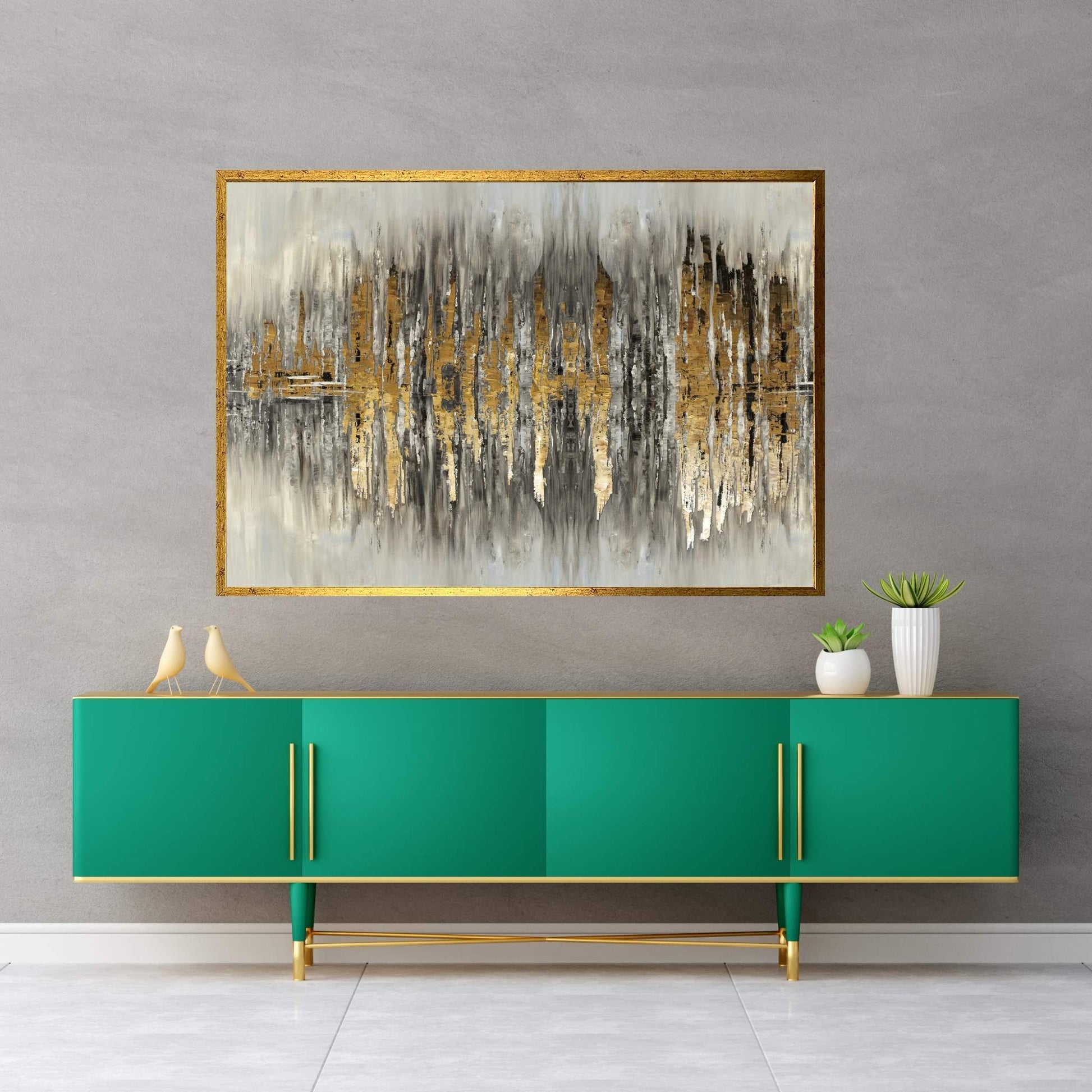 Modern Gold Abstract Wall Art Canvas - Y Canvas