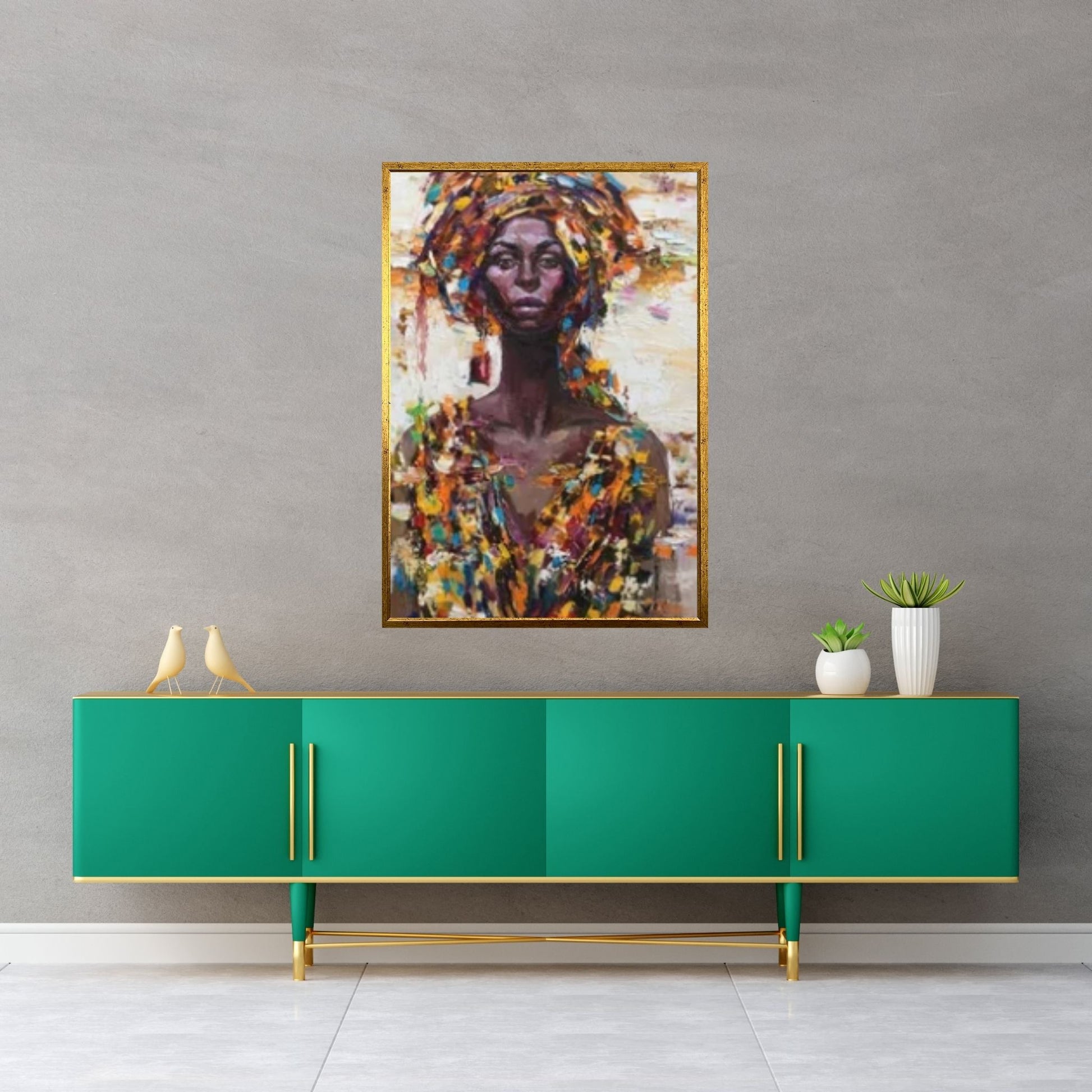 American Afro Black Woman Portrait, African Woman Makeup Wall Art - Y Canvas