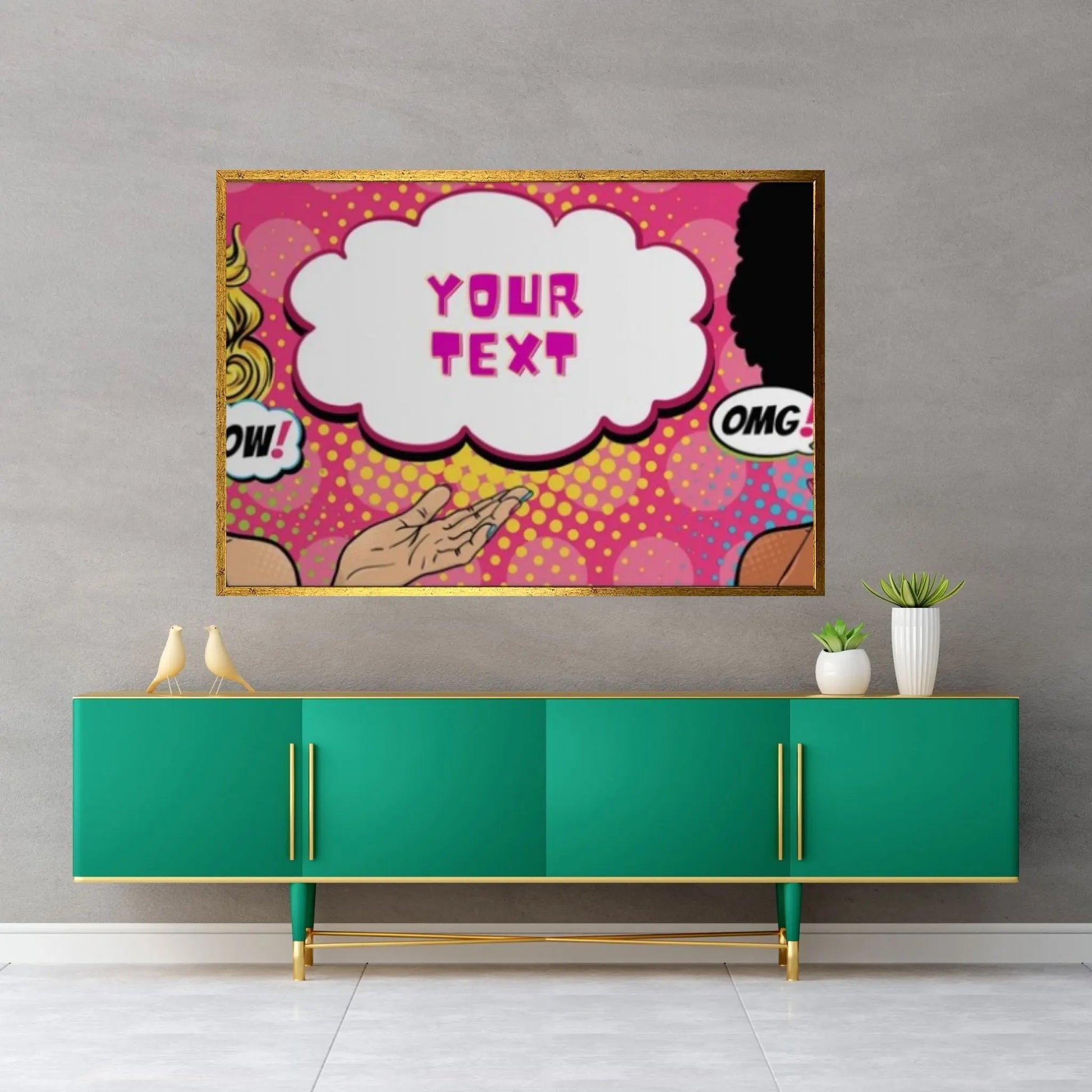 Customize Youre Text Here Pop Art Woman Wall Art, Comic Pop Art, Retro Comic - Y Canvas