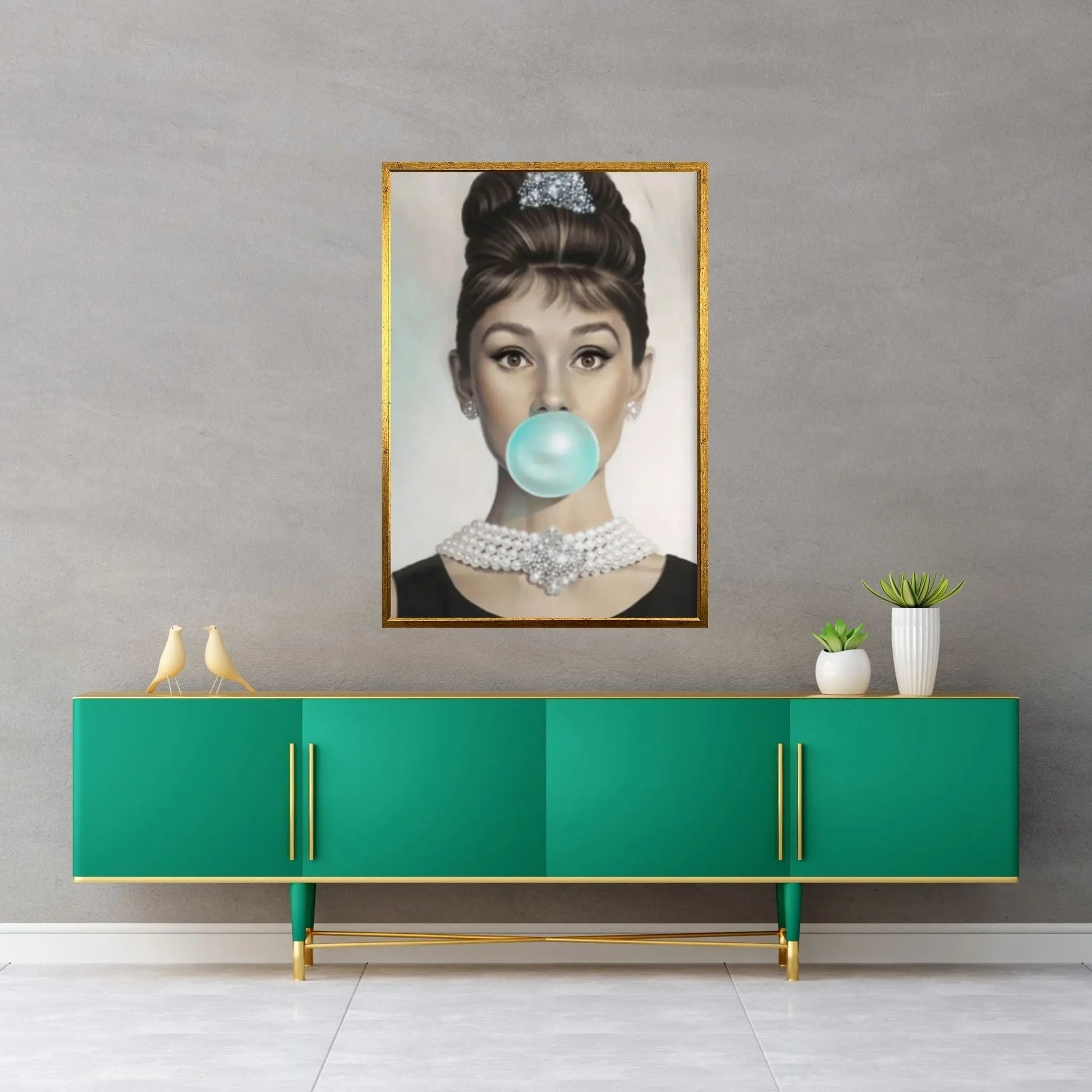 Audrey Hepburn Gum Canvas Print Breakfast at Tiffany's Wall Colored Pop Art - Y Canvas