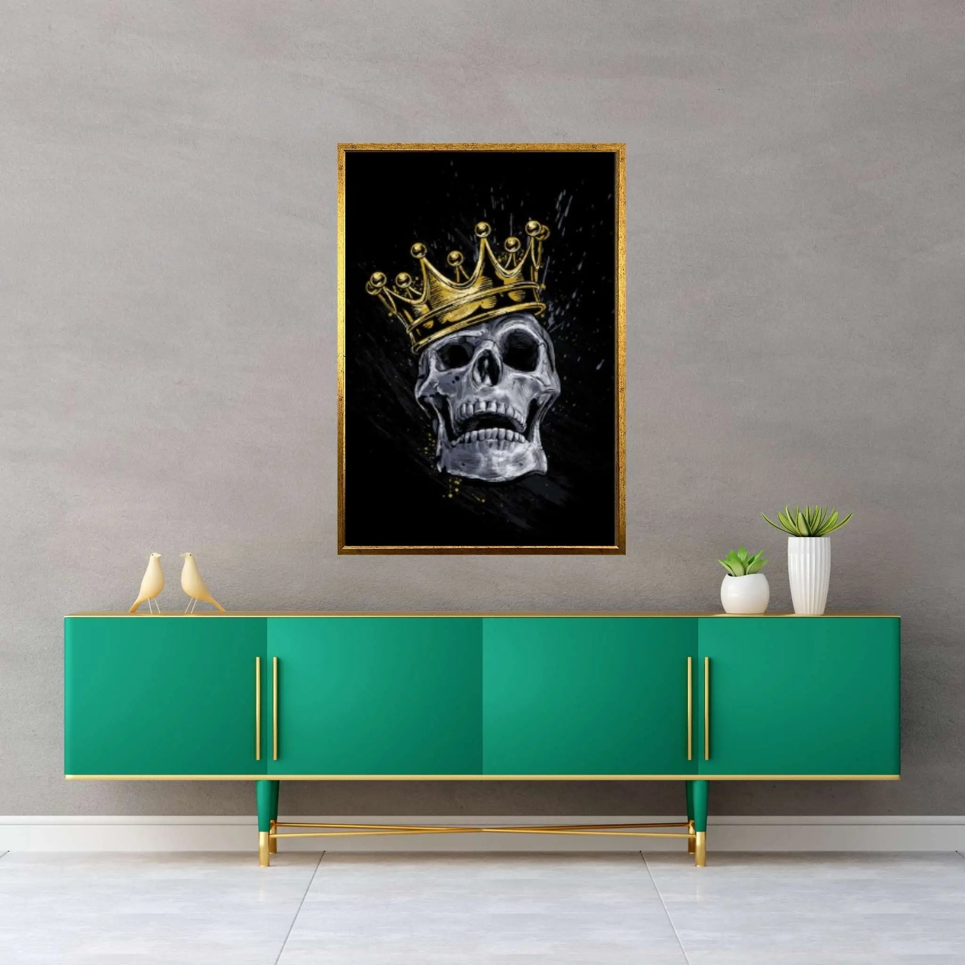 Skull King Canvas Print, Skull Canvas Art Print Home Decor, Boho Skull Canvas Wall Art Gift, Gothic Floral Sugar Skull Canvas Art - Y Canvas