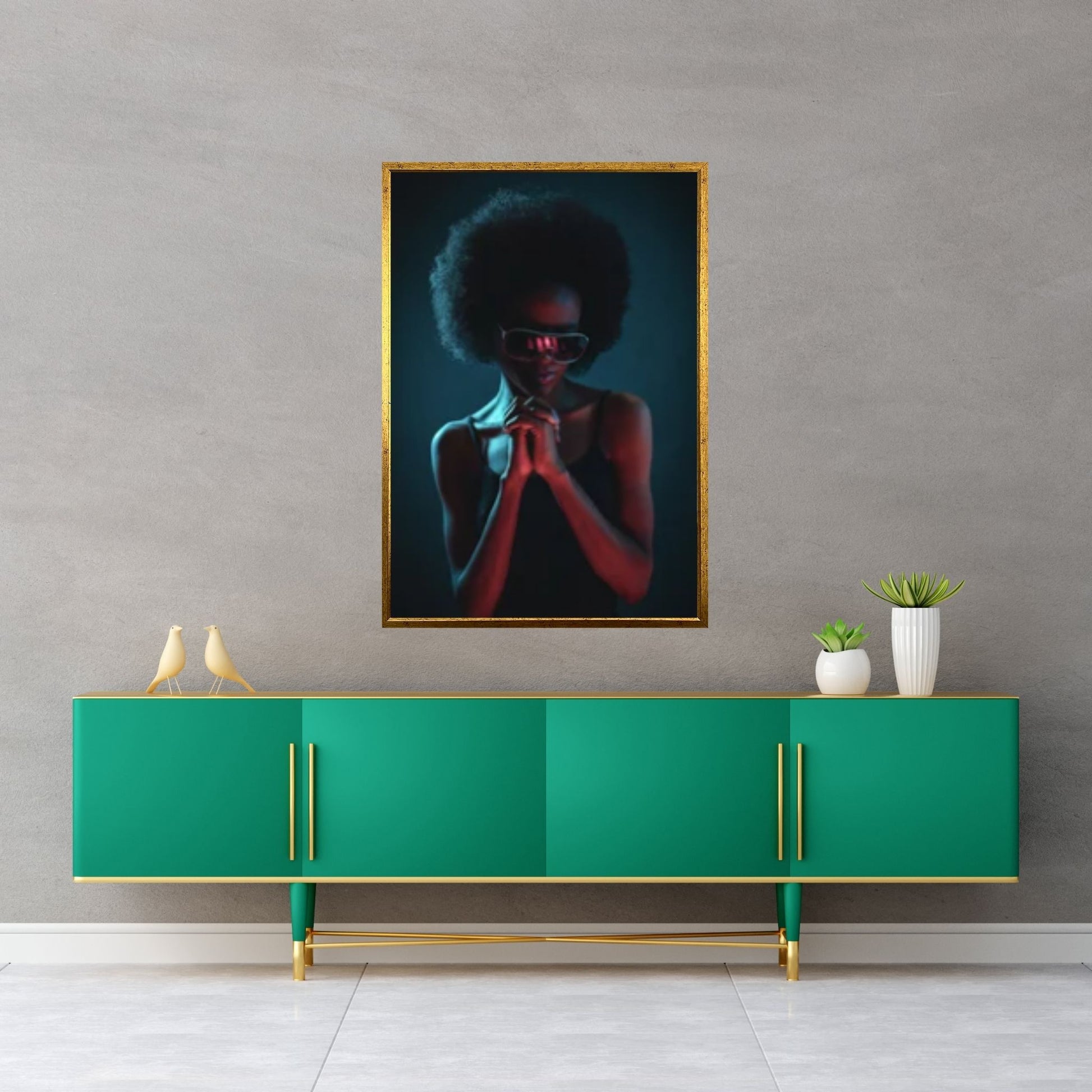 African Black Woman Portrait, Colorful Afro Art, African Woman Makeup Wall Art - Y Canvas