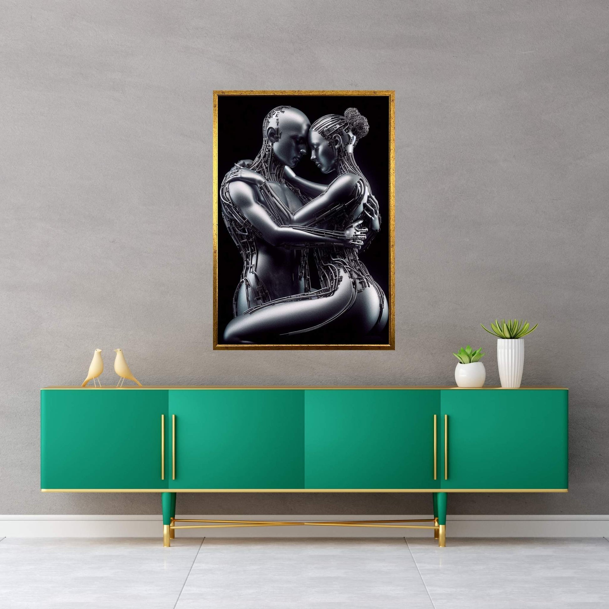 Metalic Love Couple Canvas Wall Art - Y Canvas