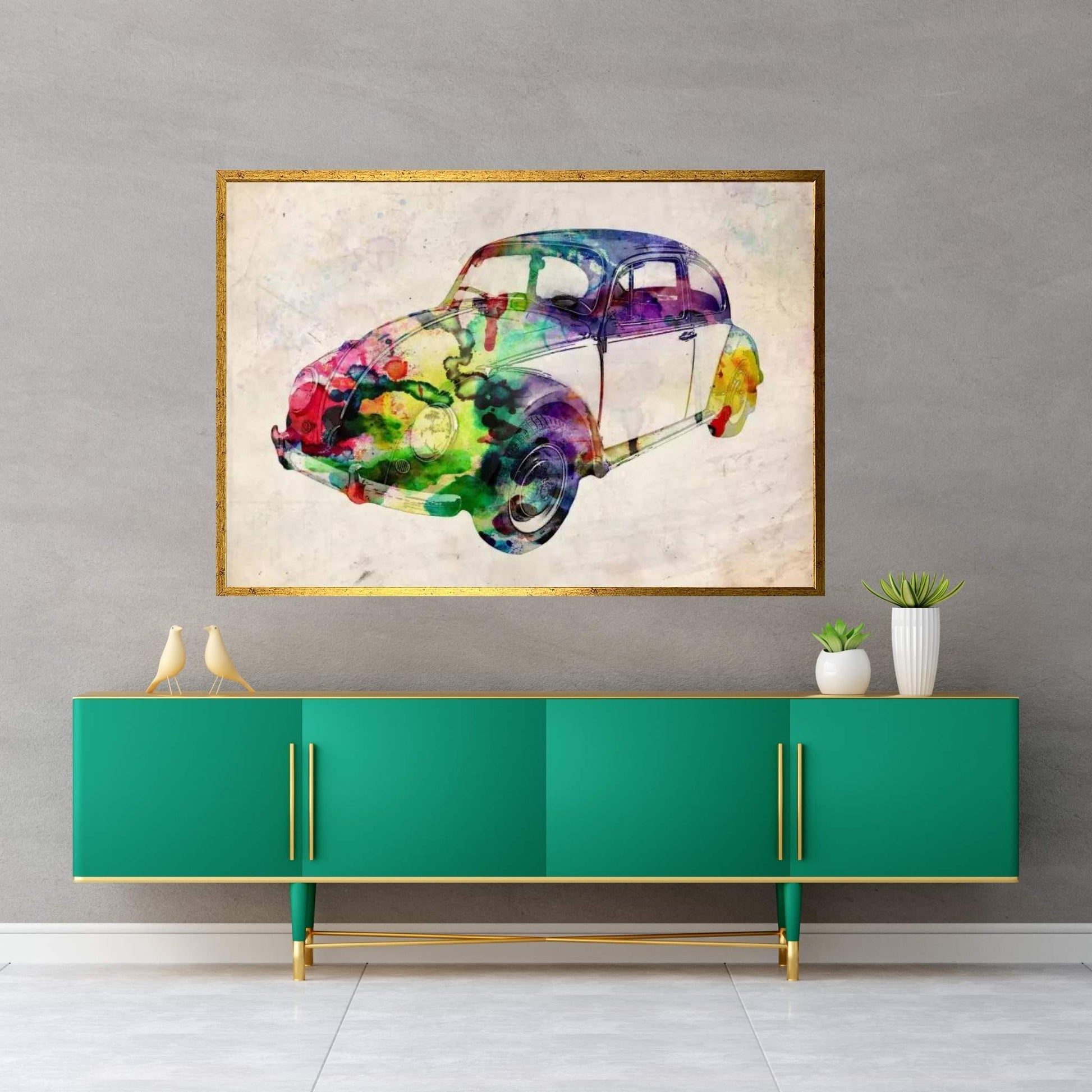 VW Beetle (Urban) Canvas Wall Art - Y Canvas