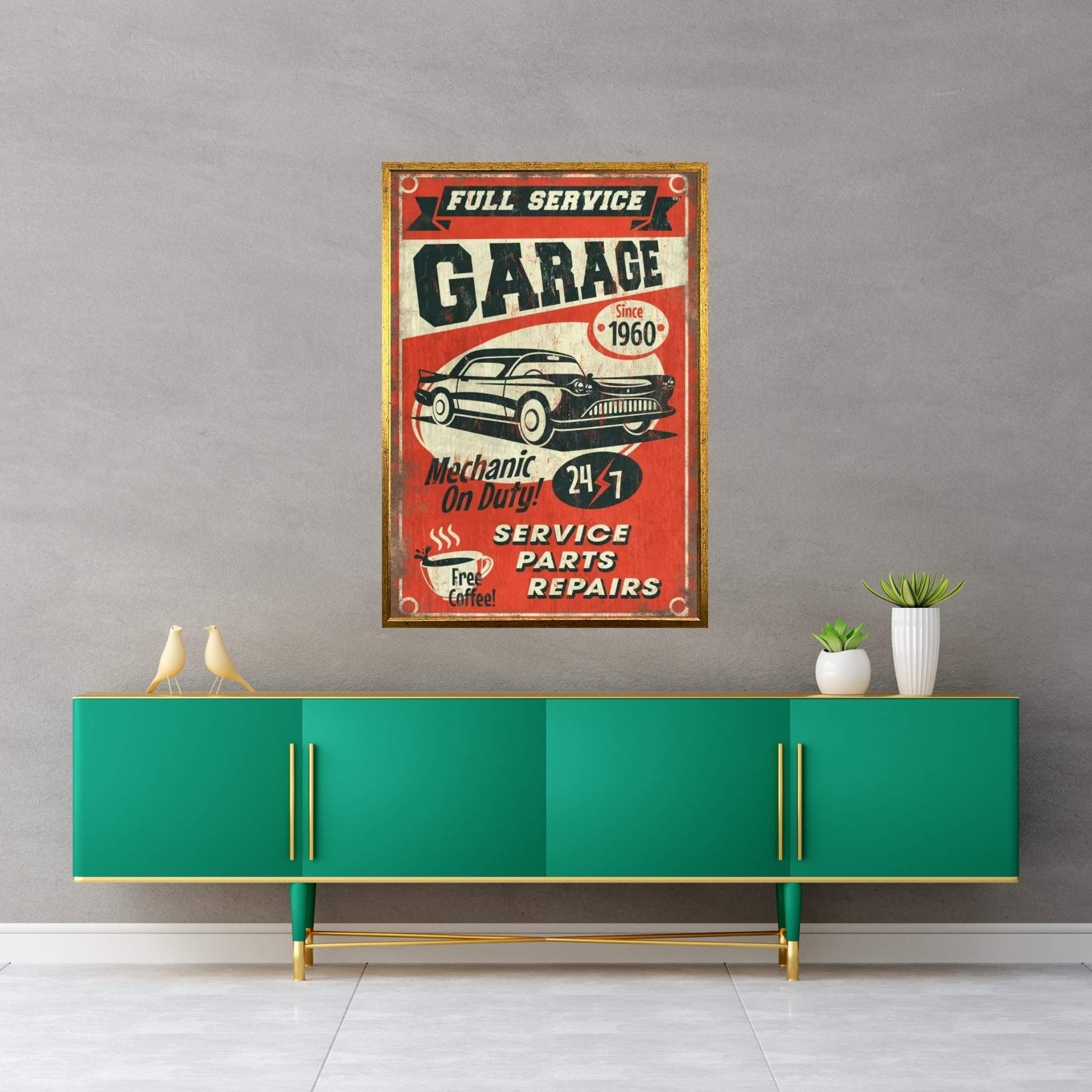 Full Service Garage Sign Canvas Wall Art - Y Canvas