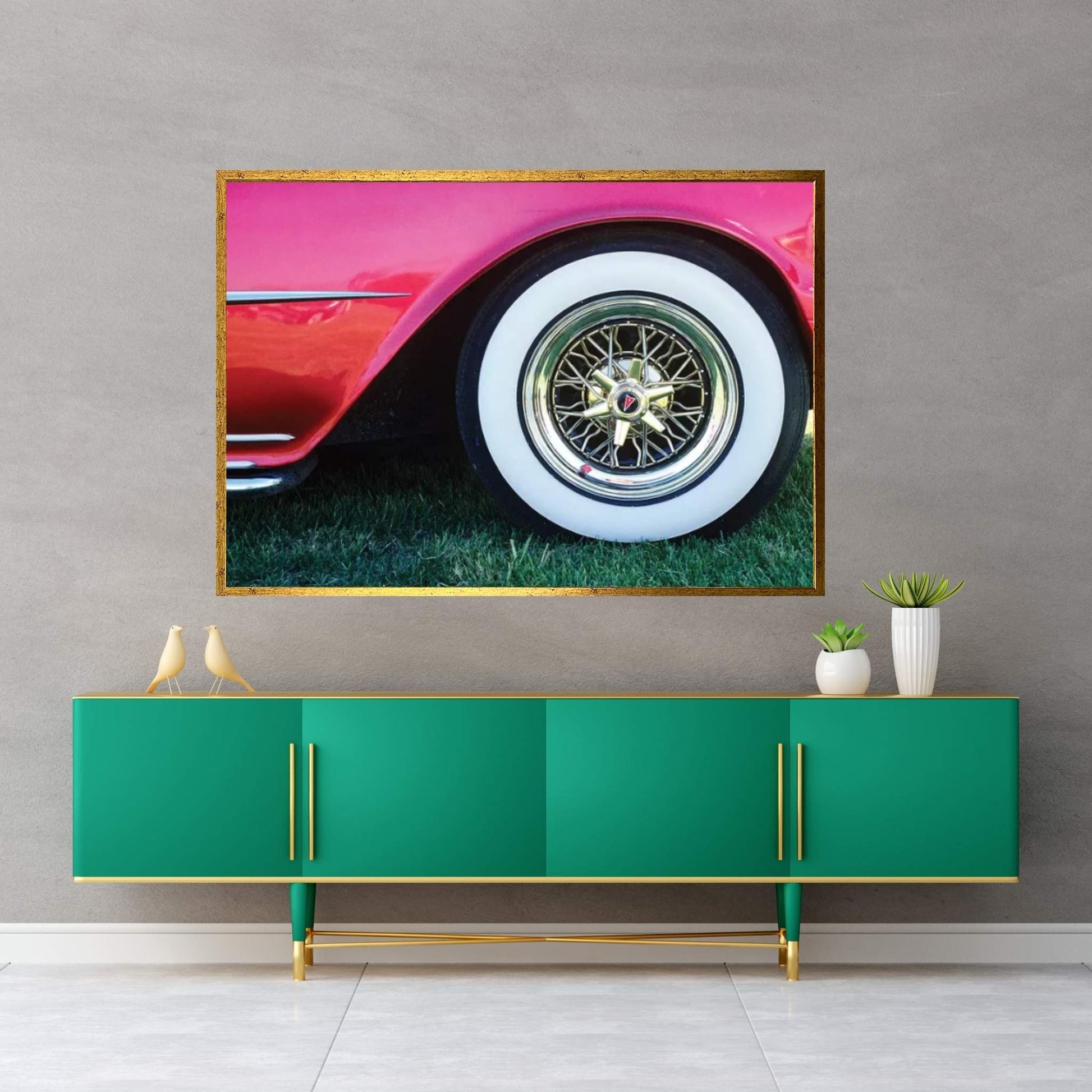 1950s Pontiac Whitewall Tire Detail Canvas Wall Art - Y Canvas