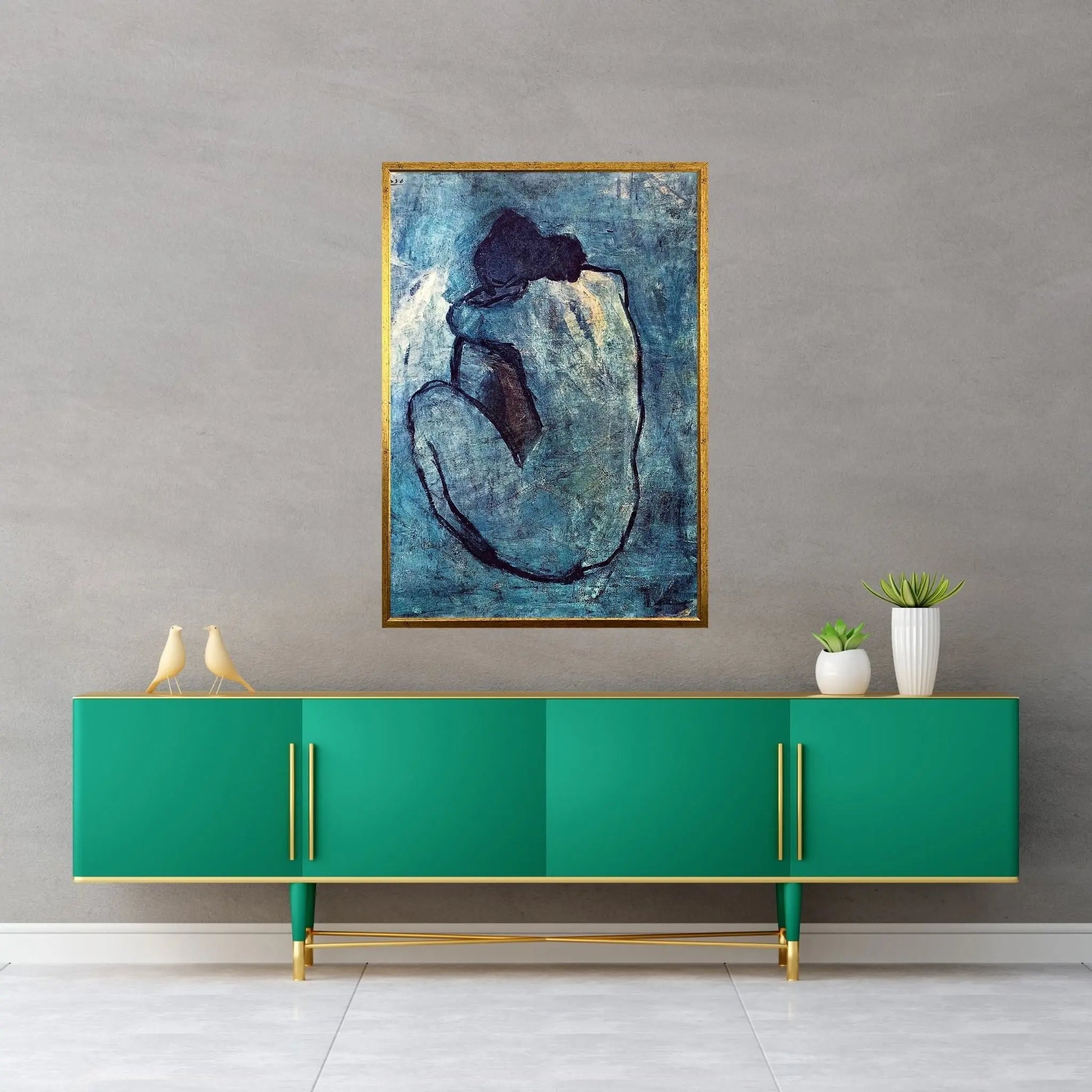 Blue Nude Canvas Wall Art - Y Canvas