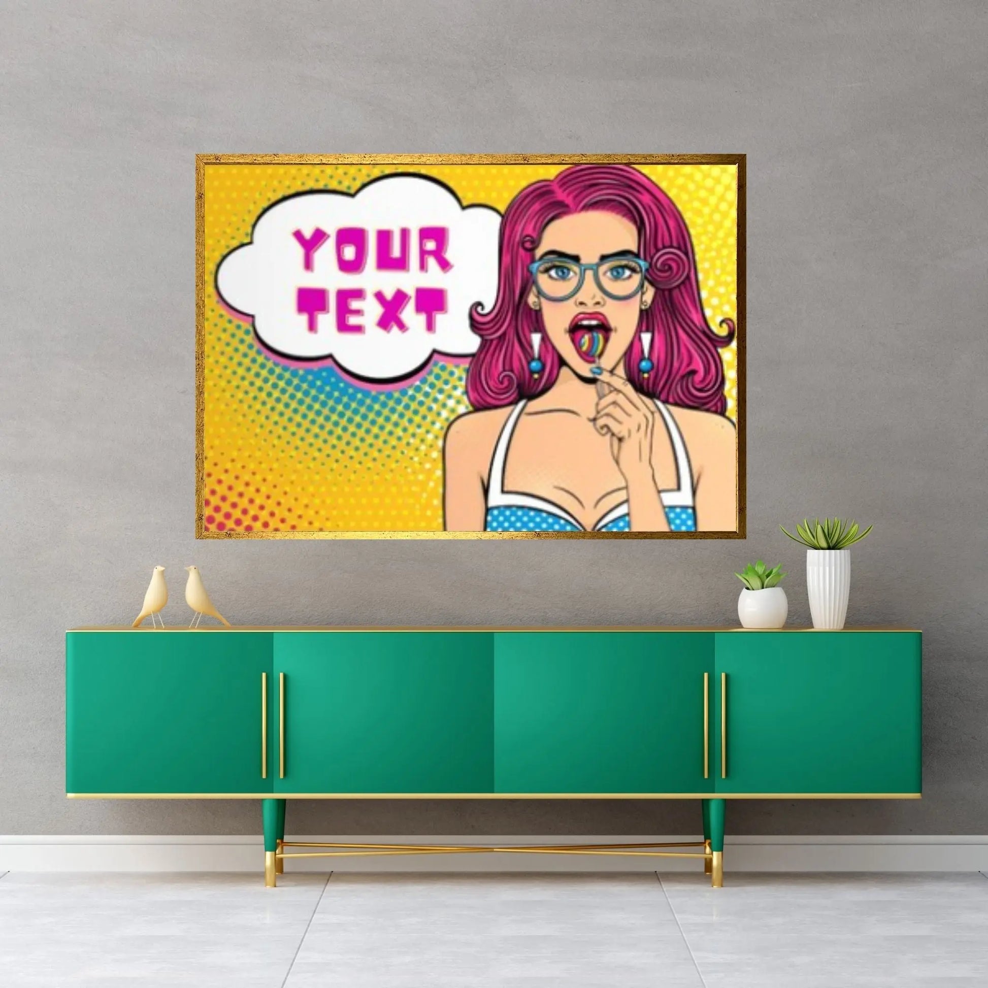 Customize Youre Text Here Pop Art Woman Wall Art, Comic Pop Art, Retro Comic - Y Canvas