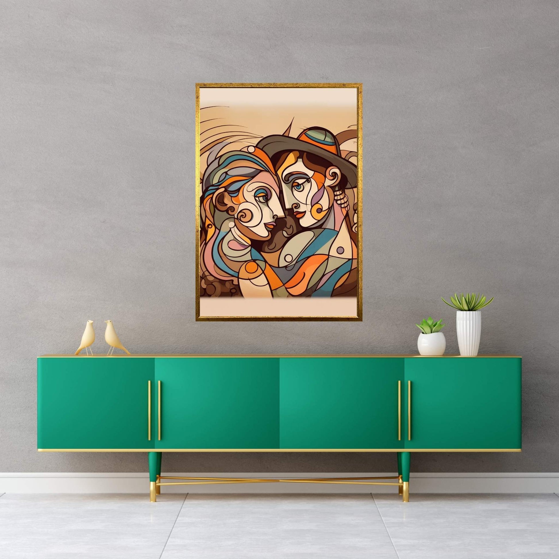 Love Couple Picasso Style Canvas Wall Art - Y Canvas