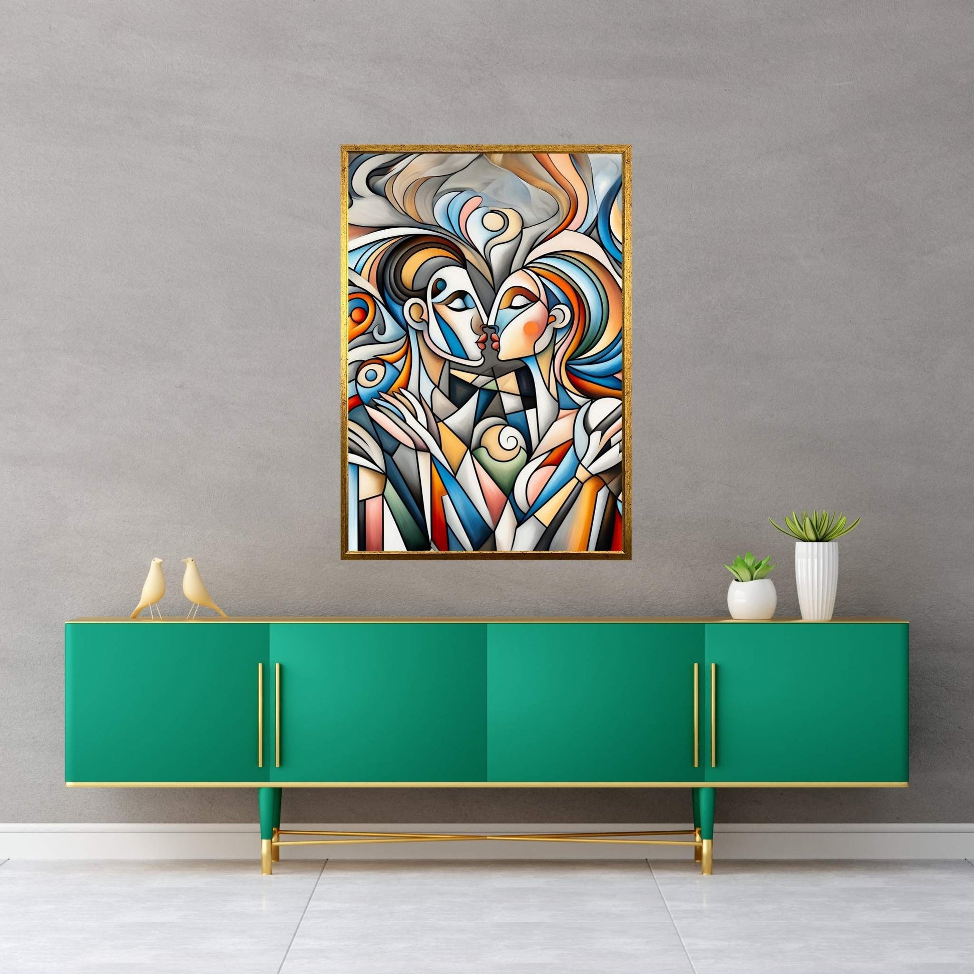 Love Couple Picasso Style Canvas Wall Art - Y Canvas