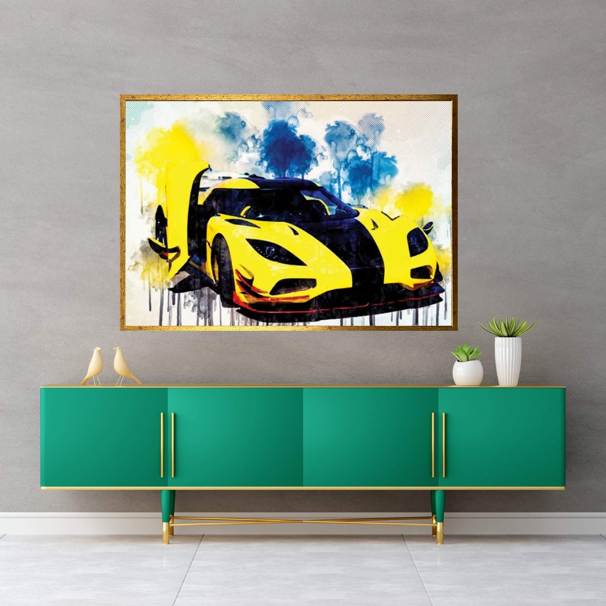 Koenigsegg Agera R Hypercar Sports Cars Yellow Canvas Wall Art - Y Canvas