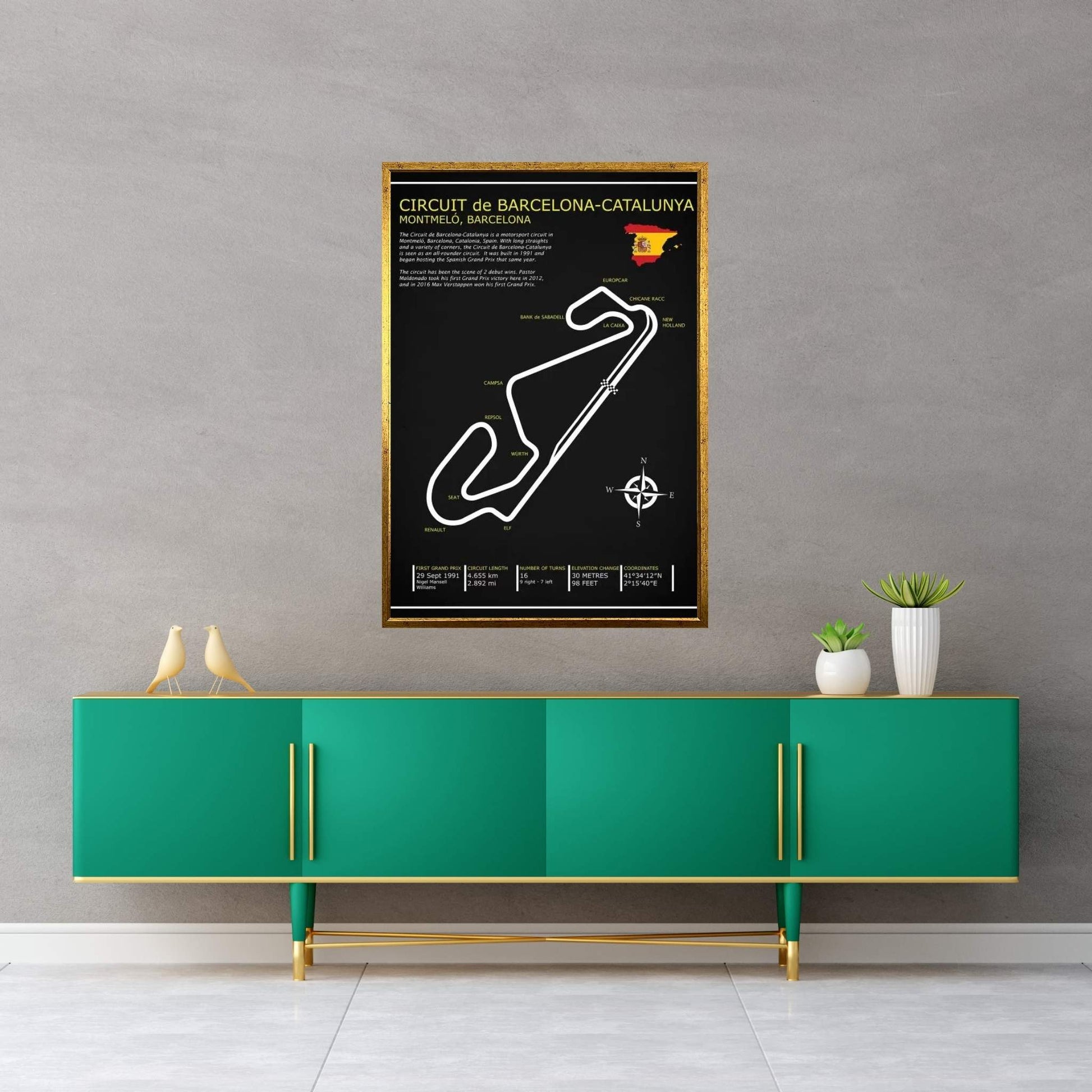 Barcelona-Catalunya Circuit BL Canvas Wall Art - Y Canvas