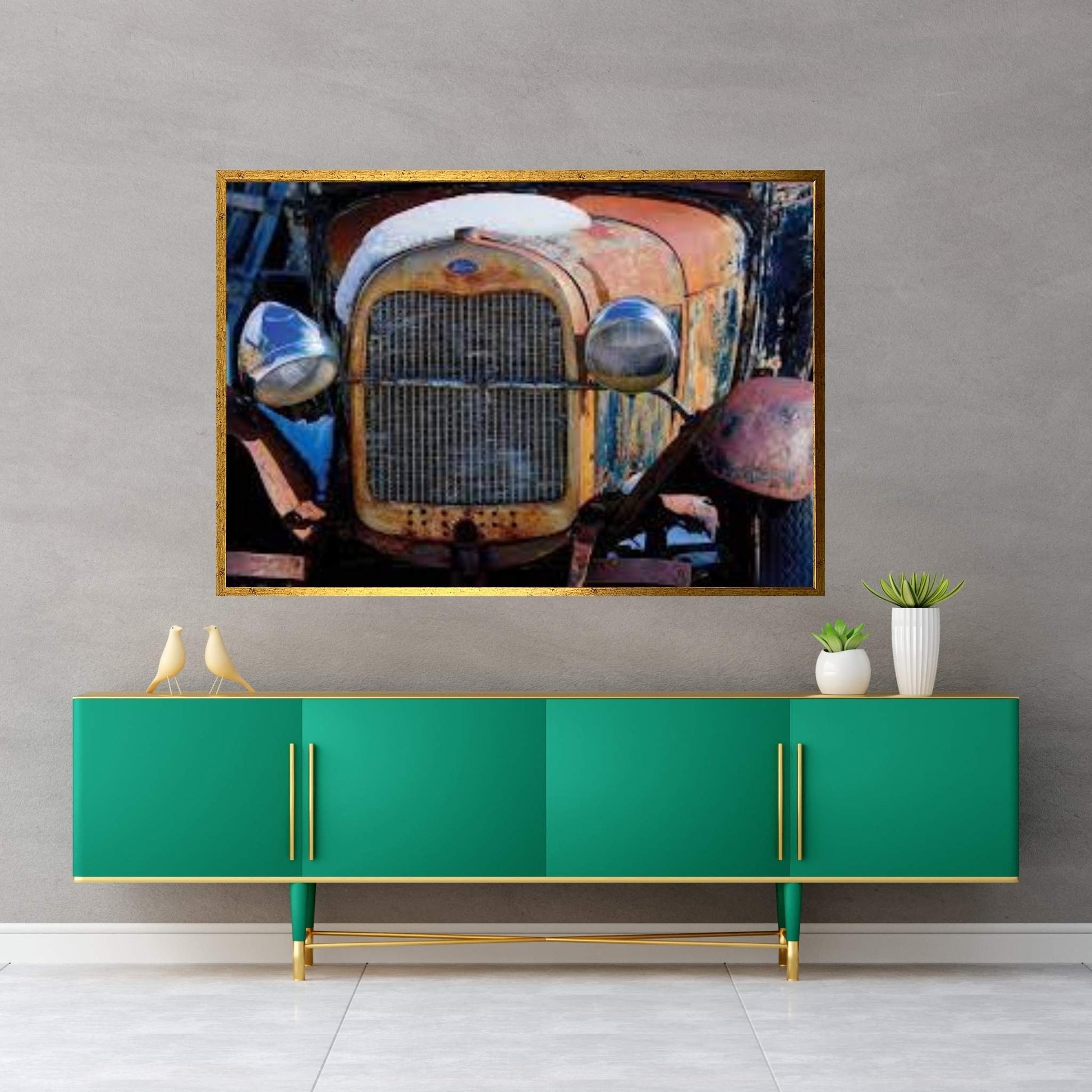 Snowy Model-T 2 Canvas Wall Art - Y Canvas