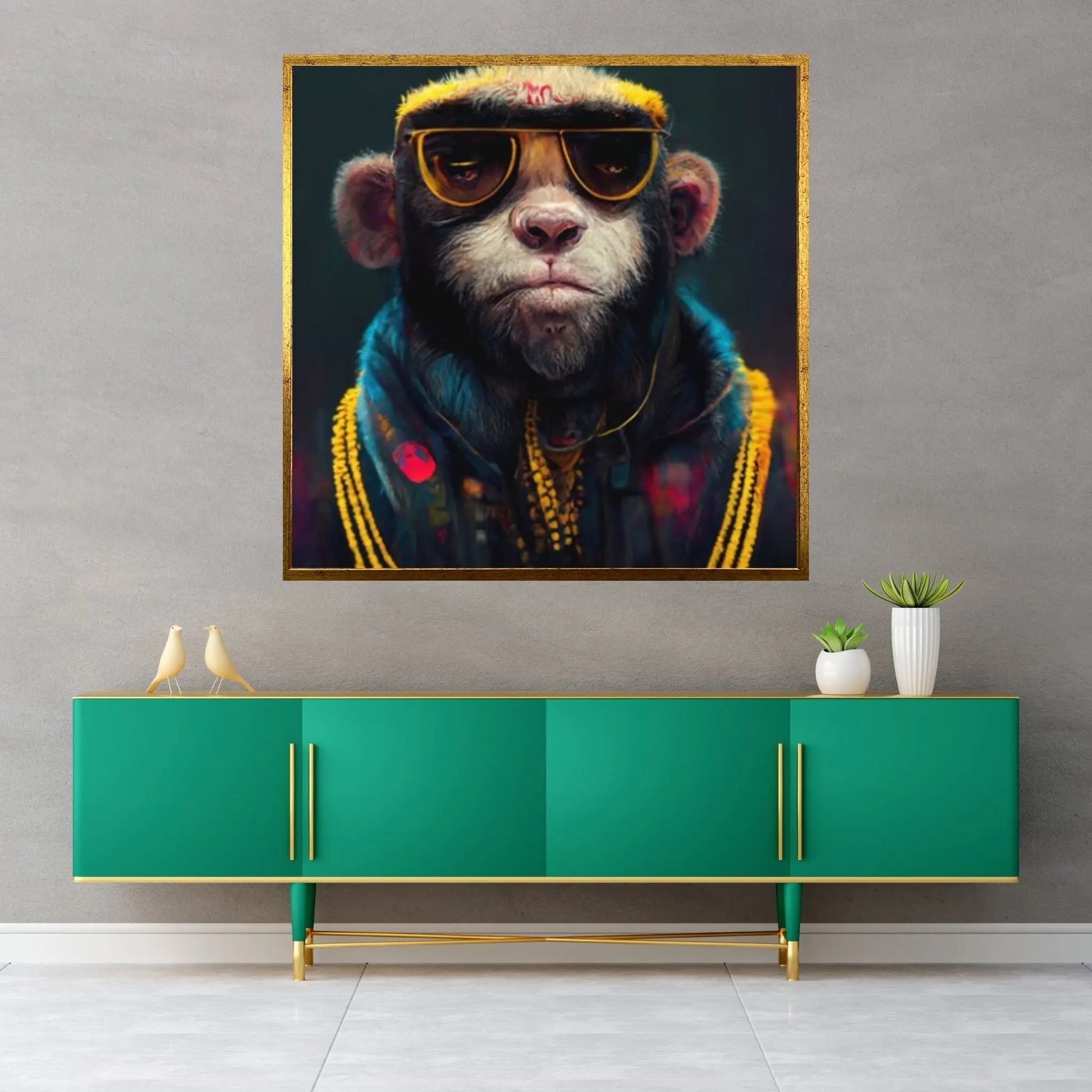 Rapper Monkey Canvas Art, Handsome Monkey Wall Art, Rapper Monkey Artwork, Graffiti Wall Print, Animal, Monkey Poster, Monkey Friends Print - Y Canvas