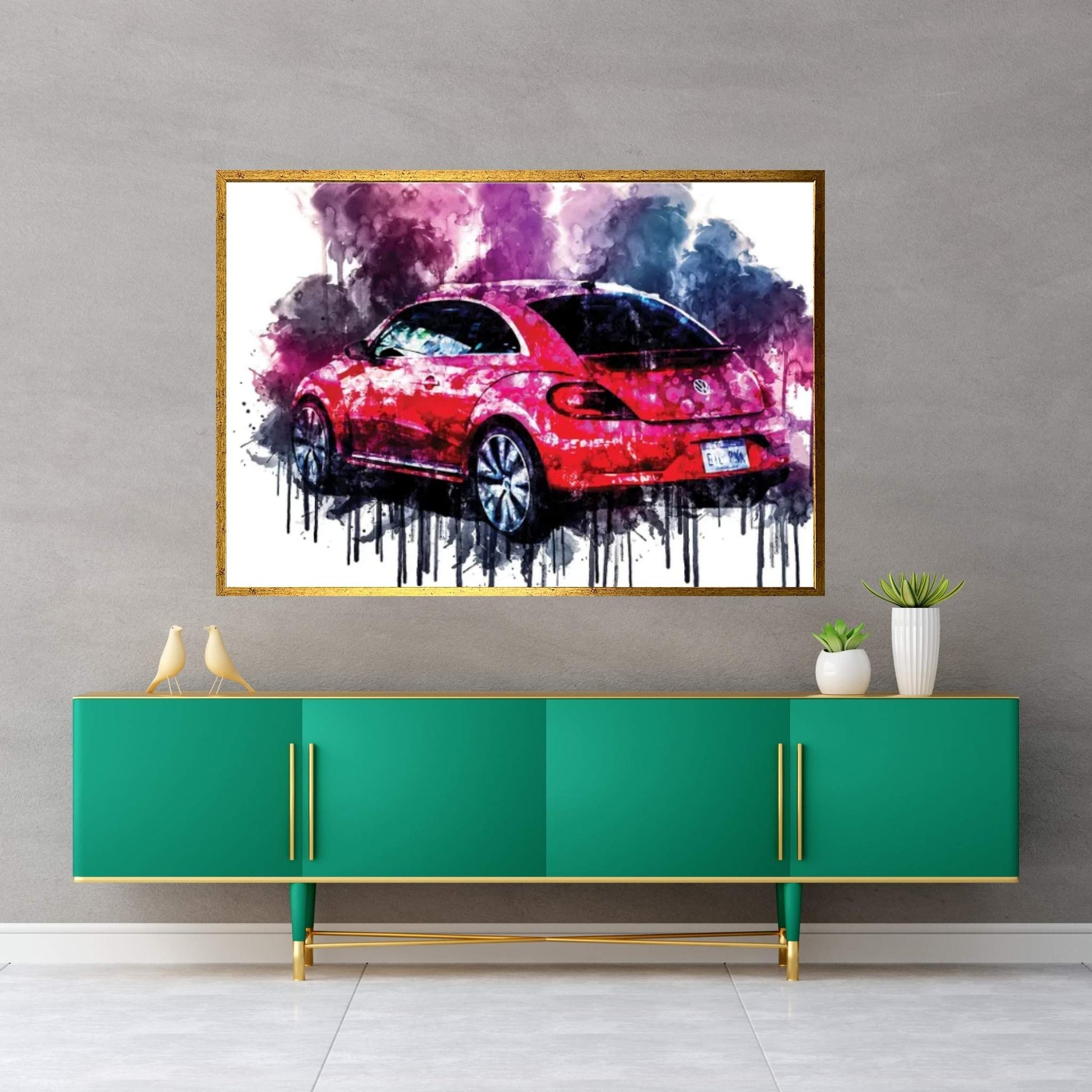 2017 Volkswagen Pink Beetle Limited Vehicle CCCXVIII Canvas Wall Art - Y Canvas