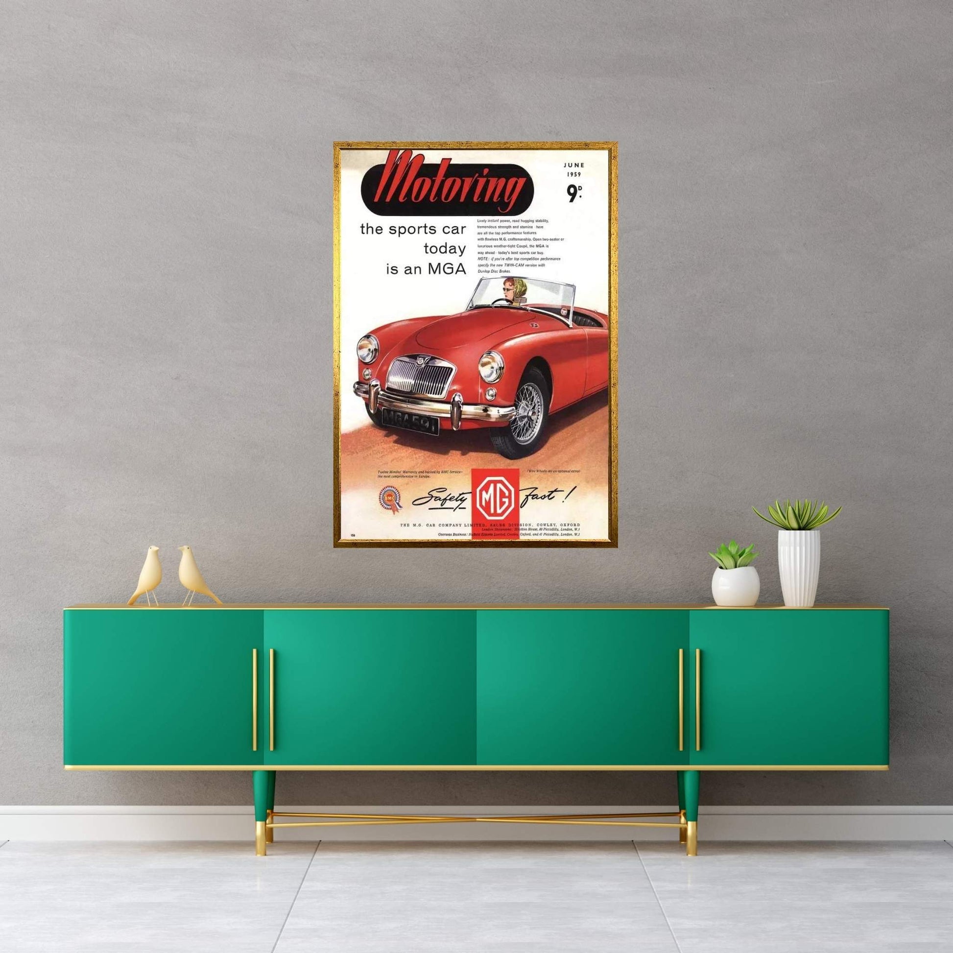 1950s MG Convertible Magazine Advert Canvas Wall Art - Y Canvas