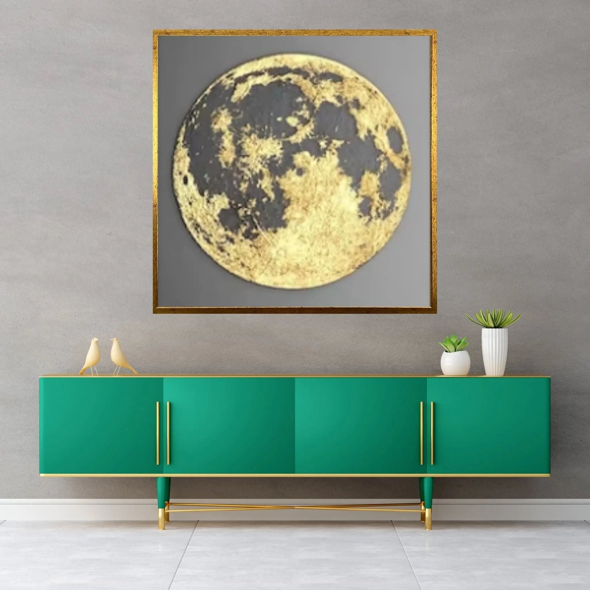 3d Wall Art, Canvas Home Decor, Gold Moon Canvas Print, Modern Canvas Art Painting - Y Canvas