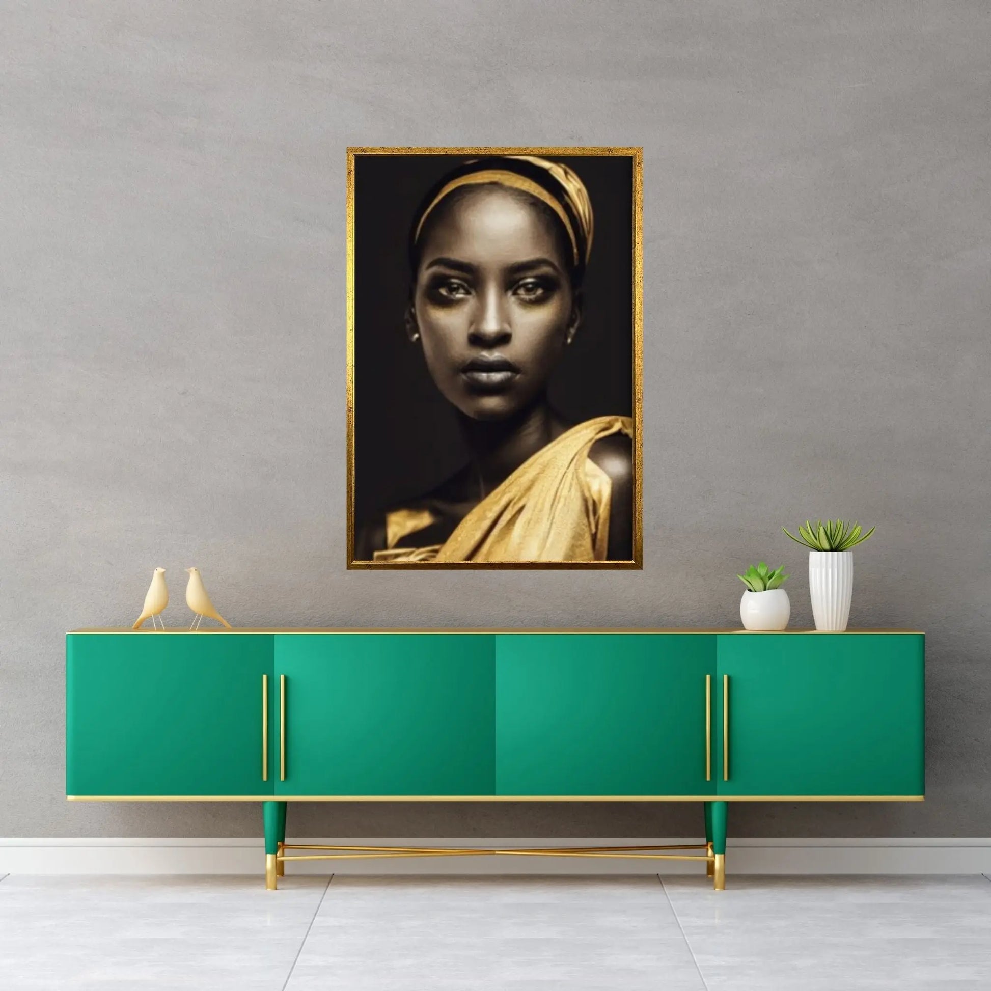 Gold African Woman, African Wall Art, Gold Print, Woman Wall Art, Gold Lip Woman Canvas, African Woman Canvas - Y Canvas