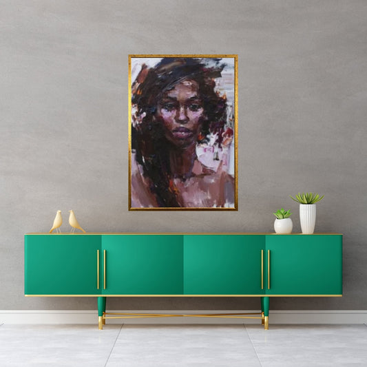 Black Woman Portrait, Afro Art, African Woman Makeup Wall Art - Y Canvas