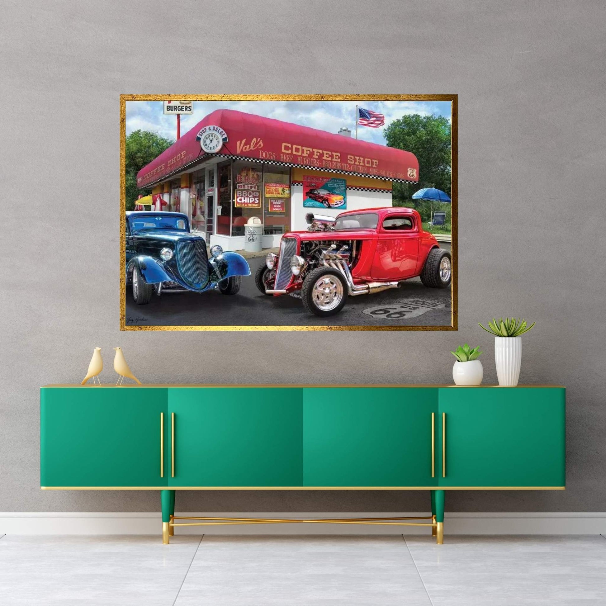 Val’s Nostalgic American Diner Canvas Wall Art - Y Canvas