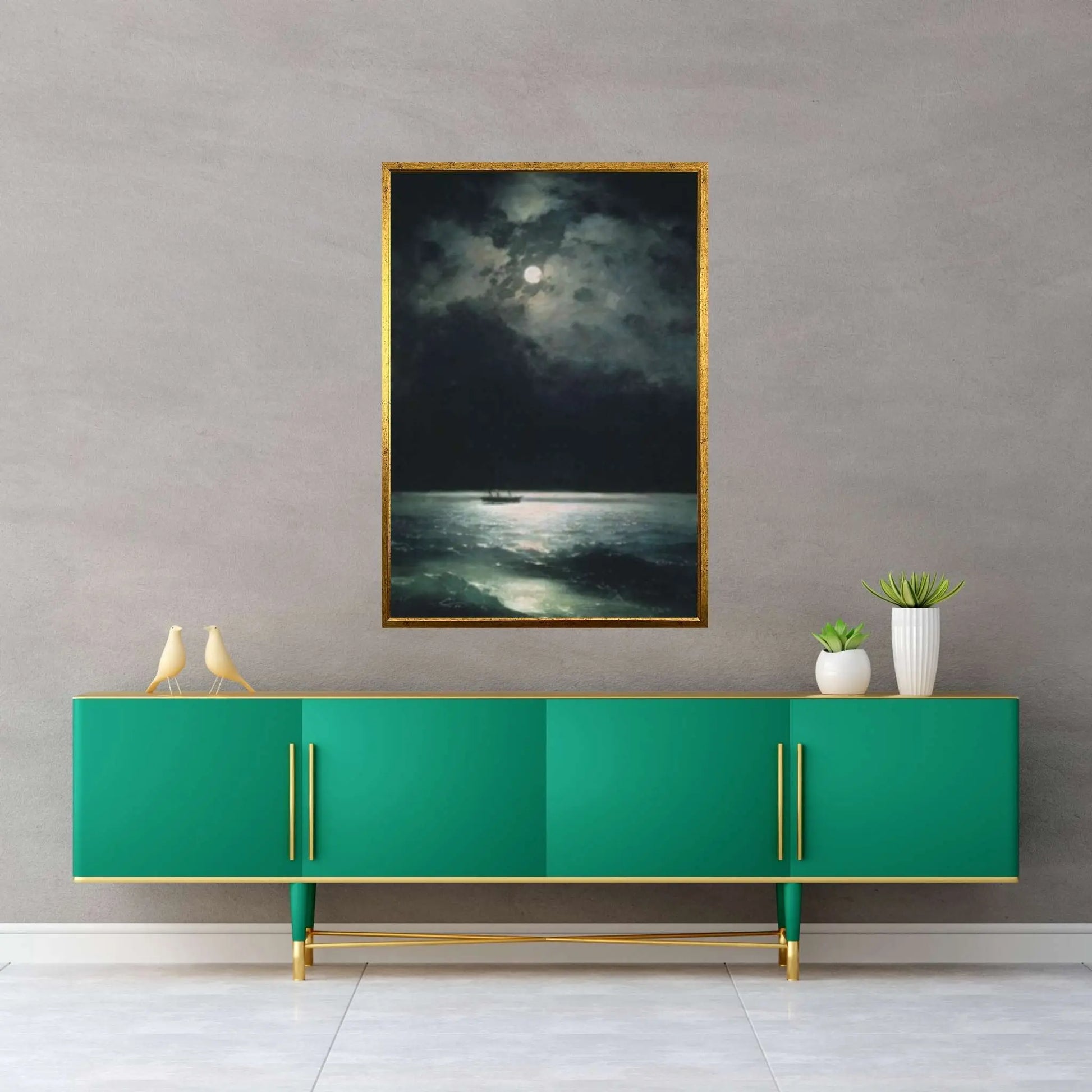 Ivan Aivazovsky : Black Sea at Night Canvas Wall Art Print Poster - Y Canvas