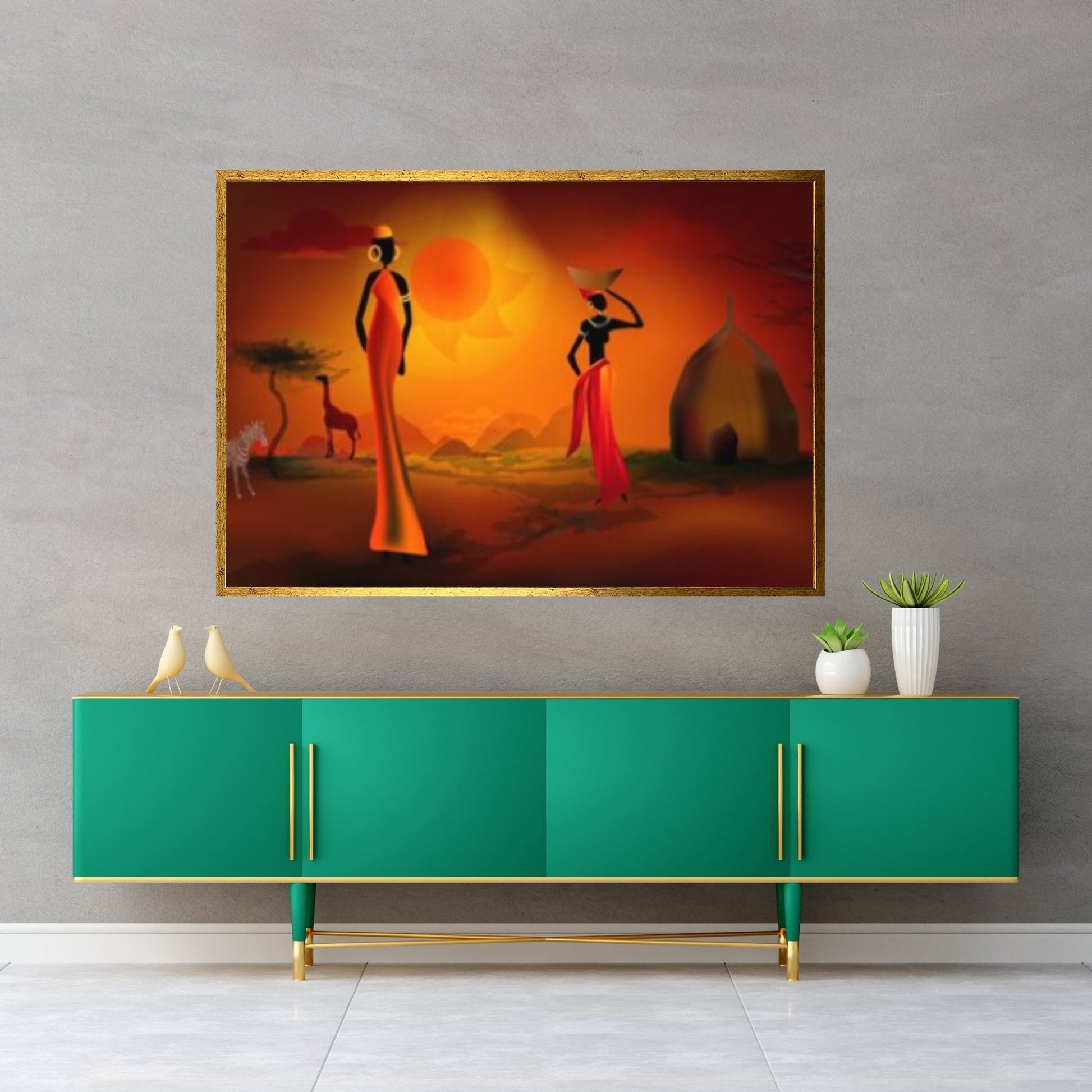 African Women Canvas Wall Art, African Afro Art Canvas, Black Woman Canvas, African Canvas - Y Canvas