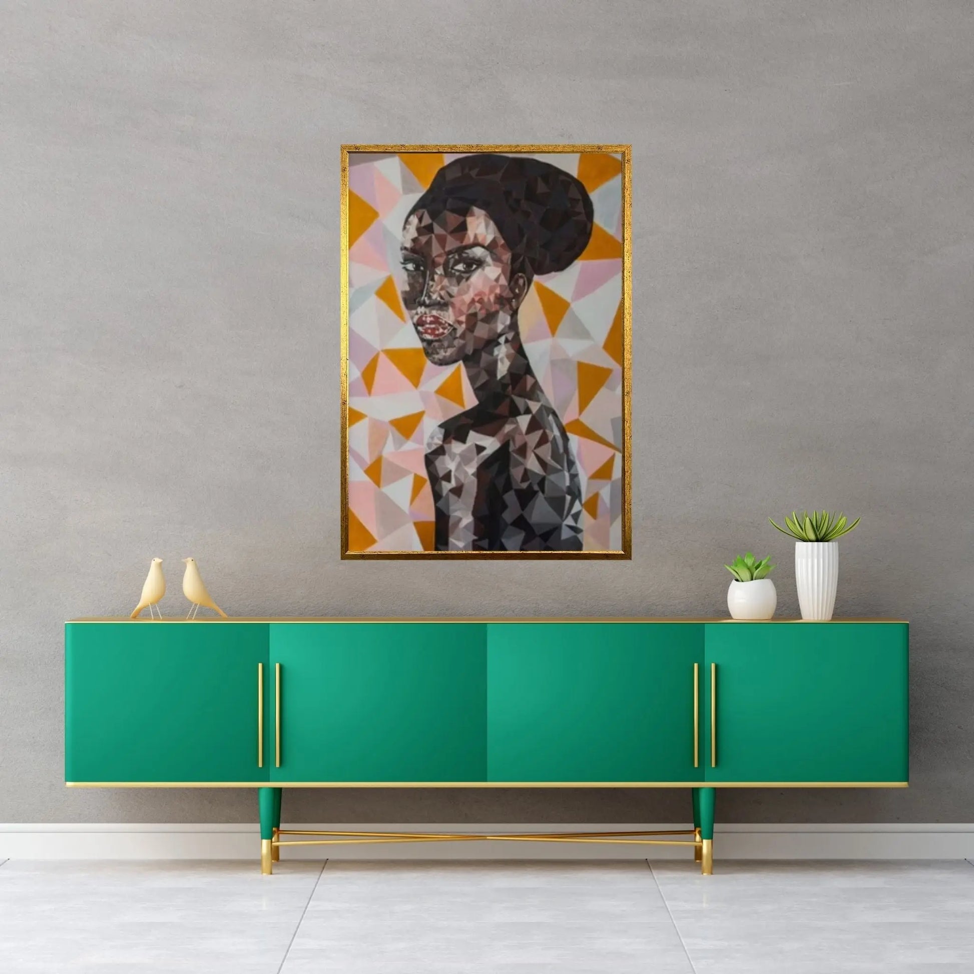 African Black Woman Portrait, Afro Art, African Woman Makeup Wall Art - Y Canvas